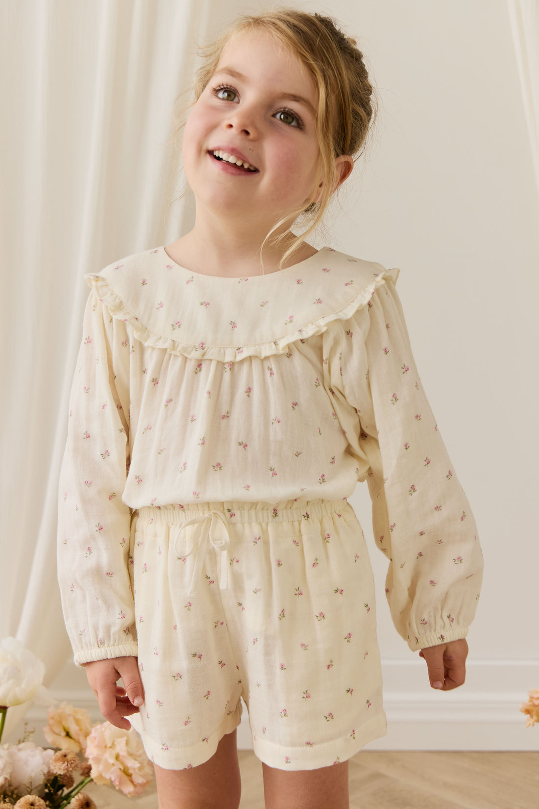 Organic Cotton Muslin Selah Short - Willow Rose Childrens Shorts from Jamie Kay NZ