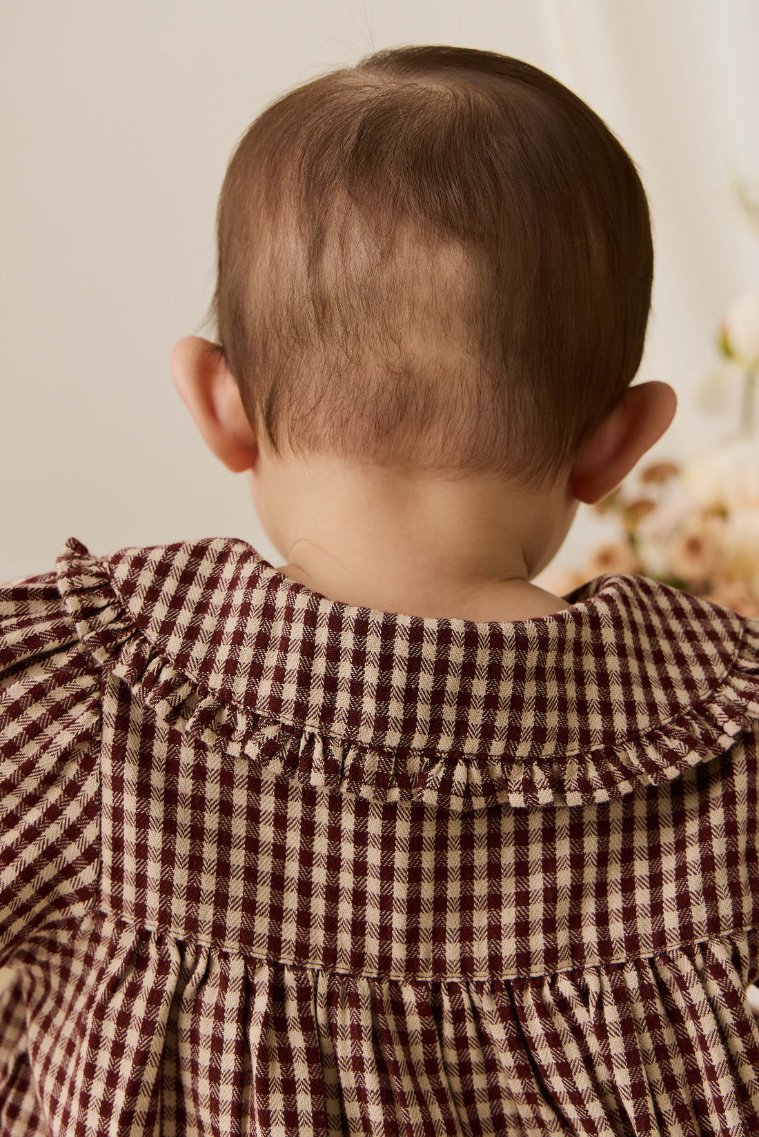 Organic Cotton Elowen Playsuit - Cinnamon Gingham Childrens Playsuit from Jamie Kay NZ