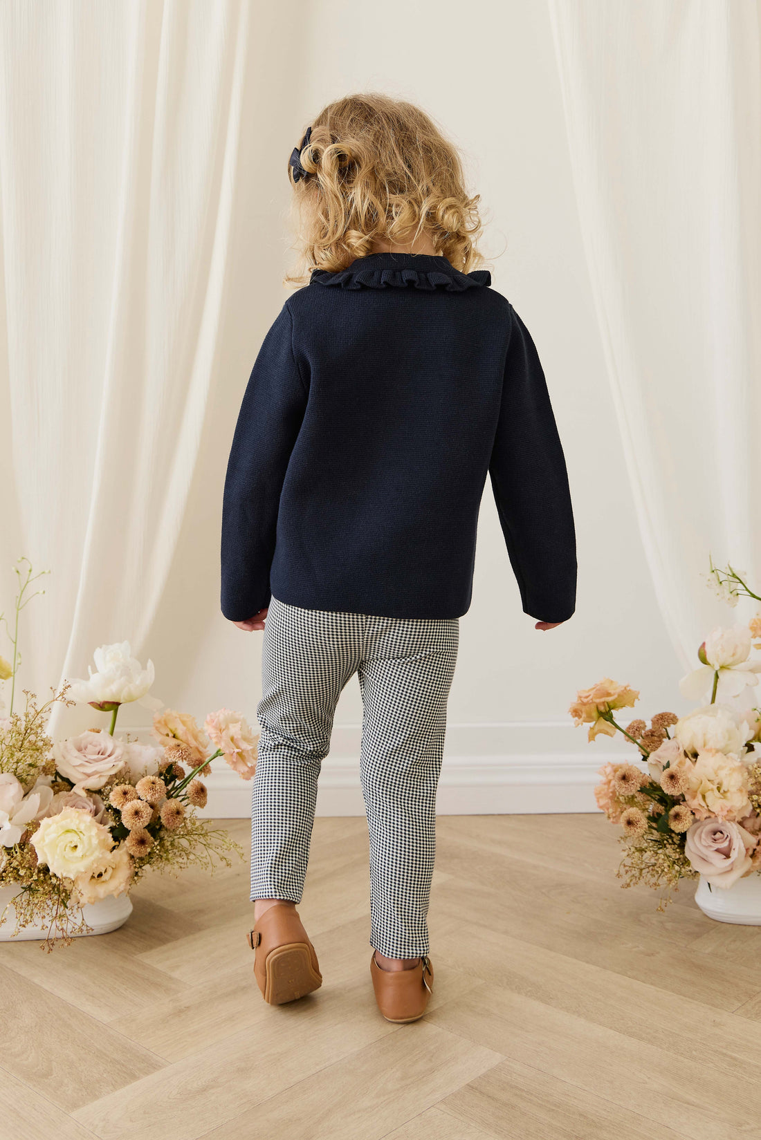 Organic Cotton Everyday Legging - Dash Gingham Navy Childrens Legging from Jamie Kay NZ