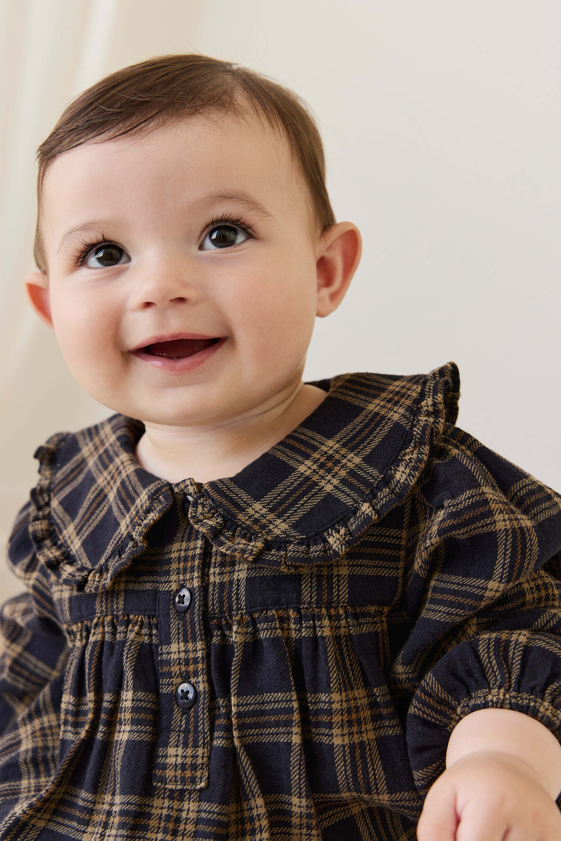 Organic Cotton Elowen Playsuit - Woodland Check Childrens Playsuit from Jamie Kay NZ