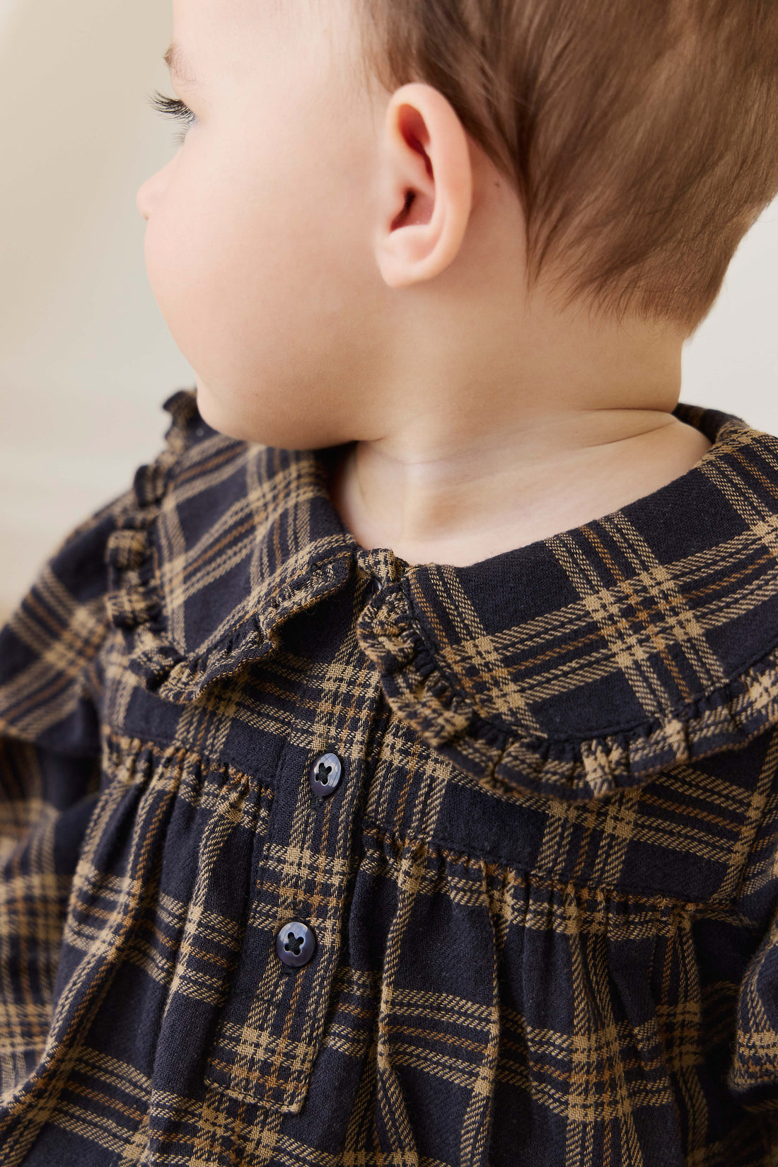 Organic Cotton Elowen Playsuit - Woodland Check Childrens Playsuit from Jamie Kay NZ