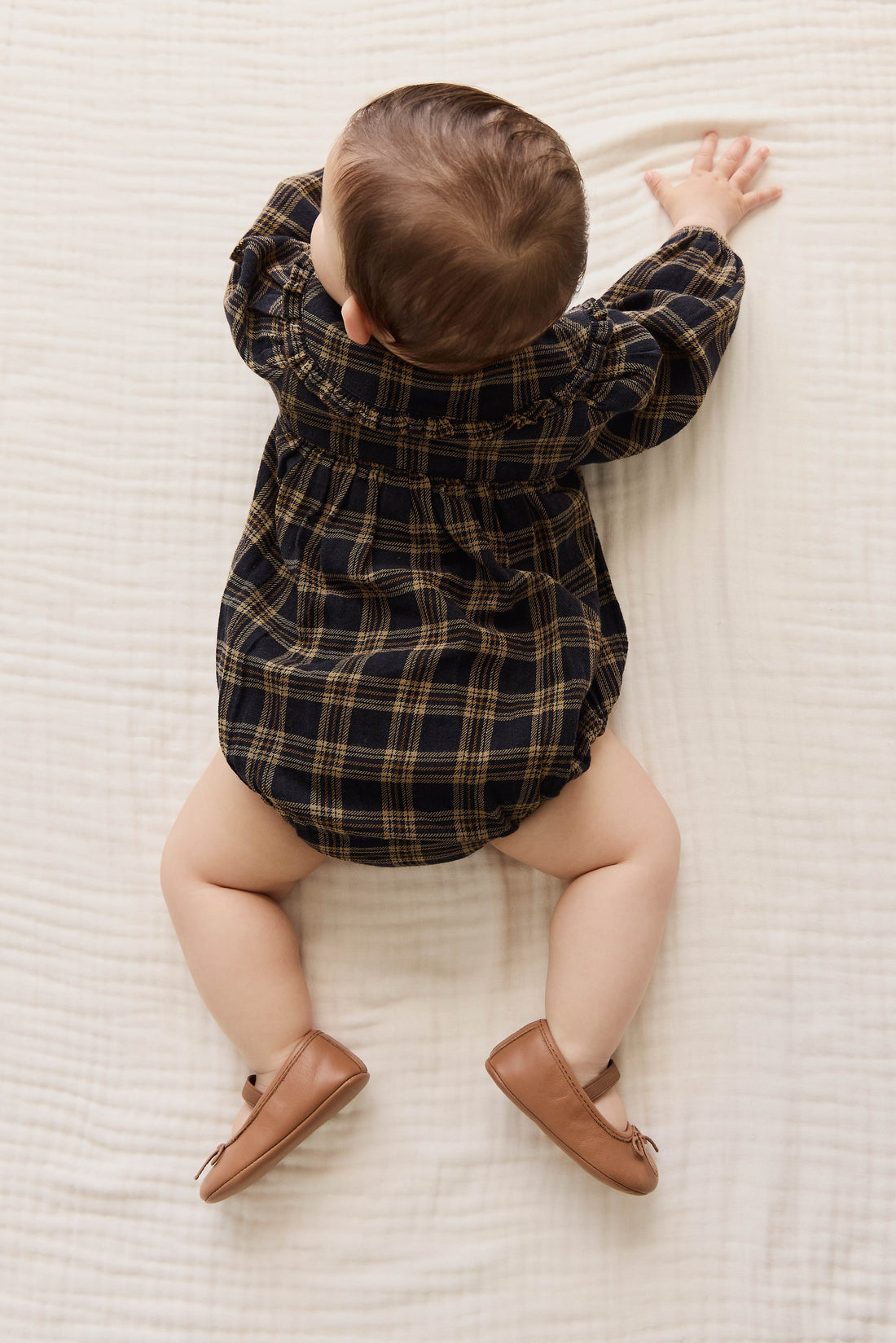 Organic Cotton Elowen Playsuit - Woodland Check Childrens Playsuit from Jamie Kay NZ