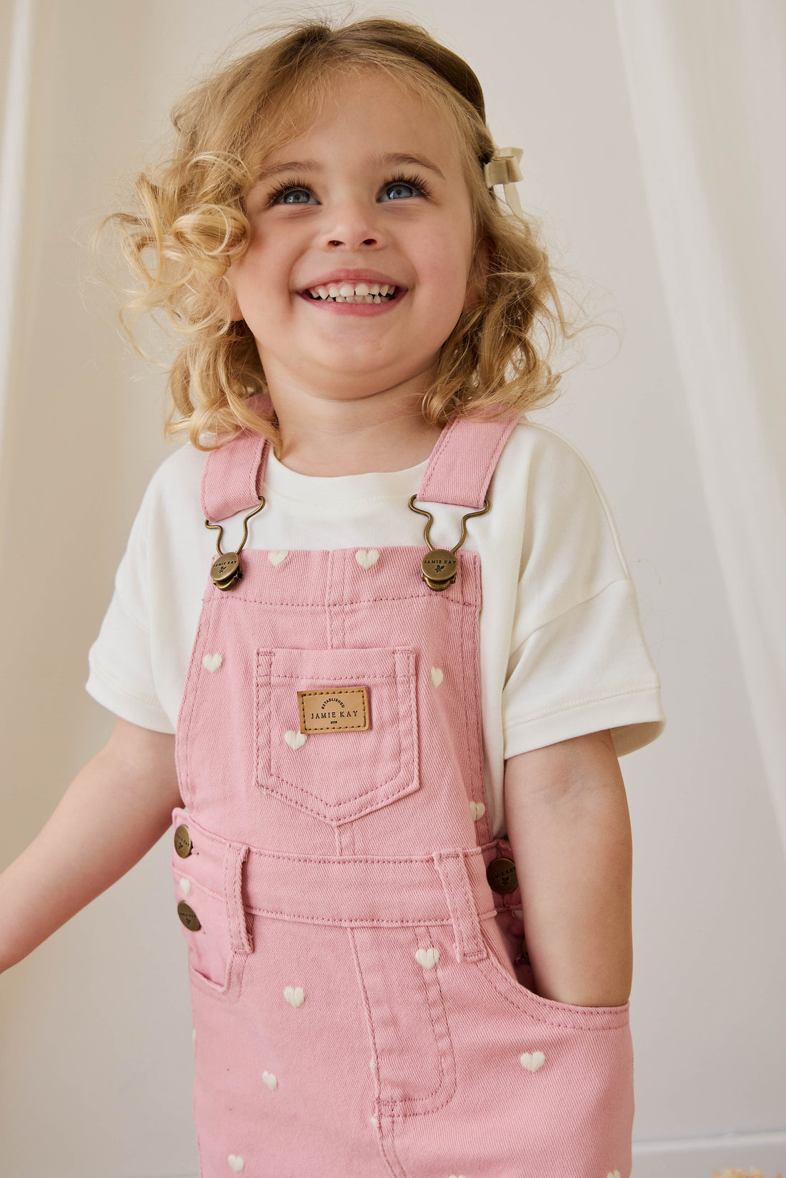 Classic Overall Dress - Petite Heart Rose Childrens Dress from Jamie Kay NZ