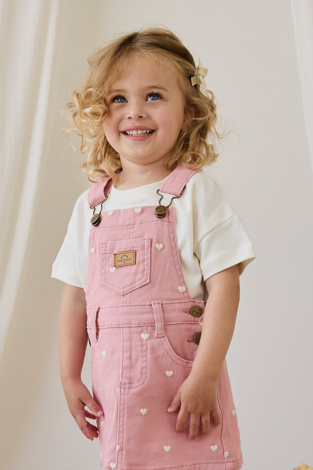 Classic Overall Dress - Petite Heart Rose Childrens Dress from Jamie Kay NZ