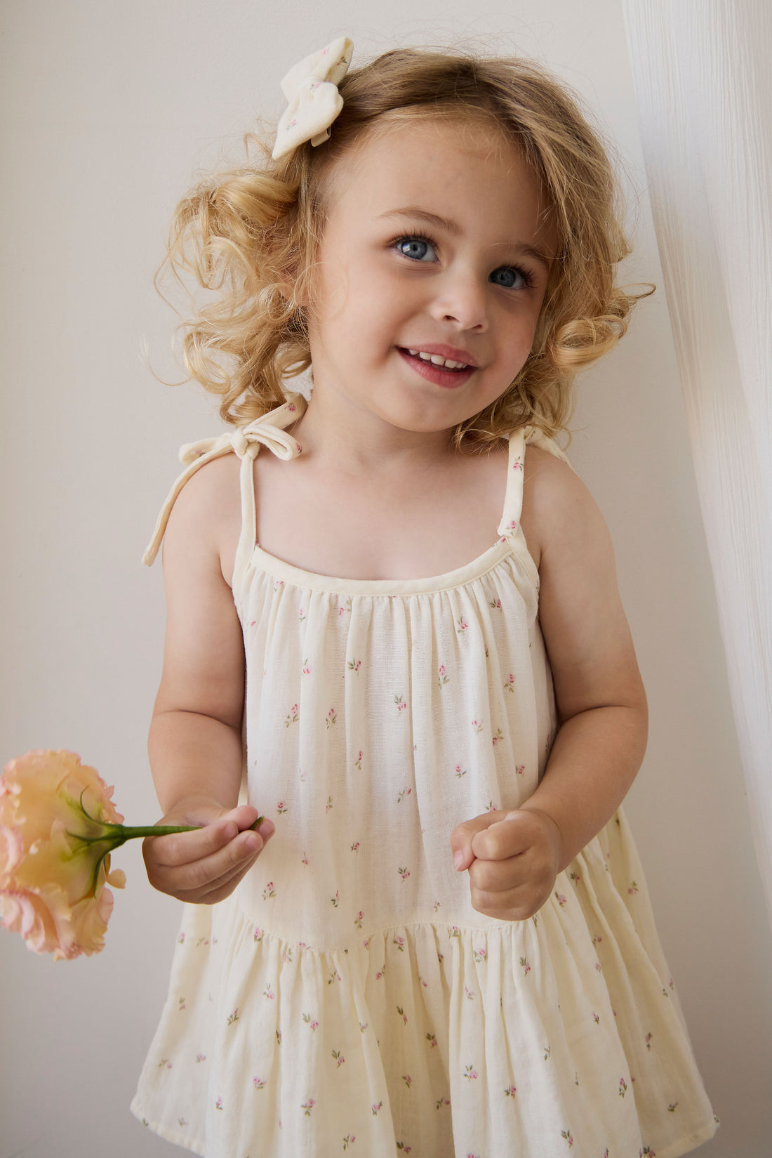 Organic Cotton Muslin Winnie Dress - Willow Rose Childrens Dress from Jamie Kay NZ