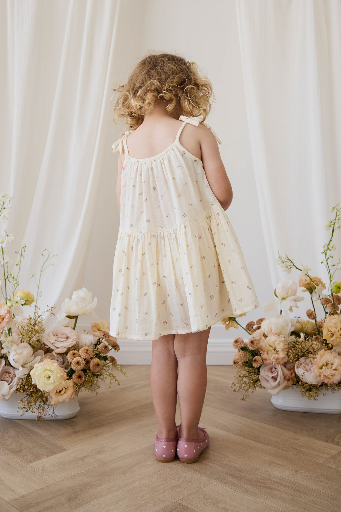 Organic Cotton Muslin Winnie Dress - Willow Rose Childrens Dress from Jamie Kay NZ