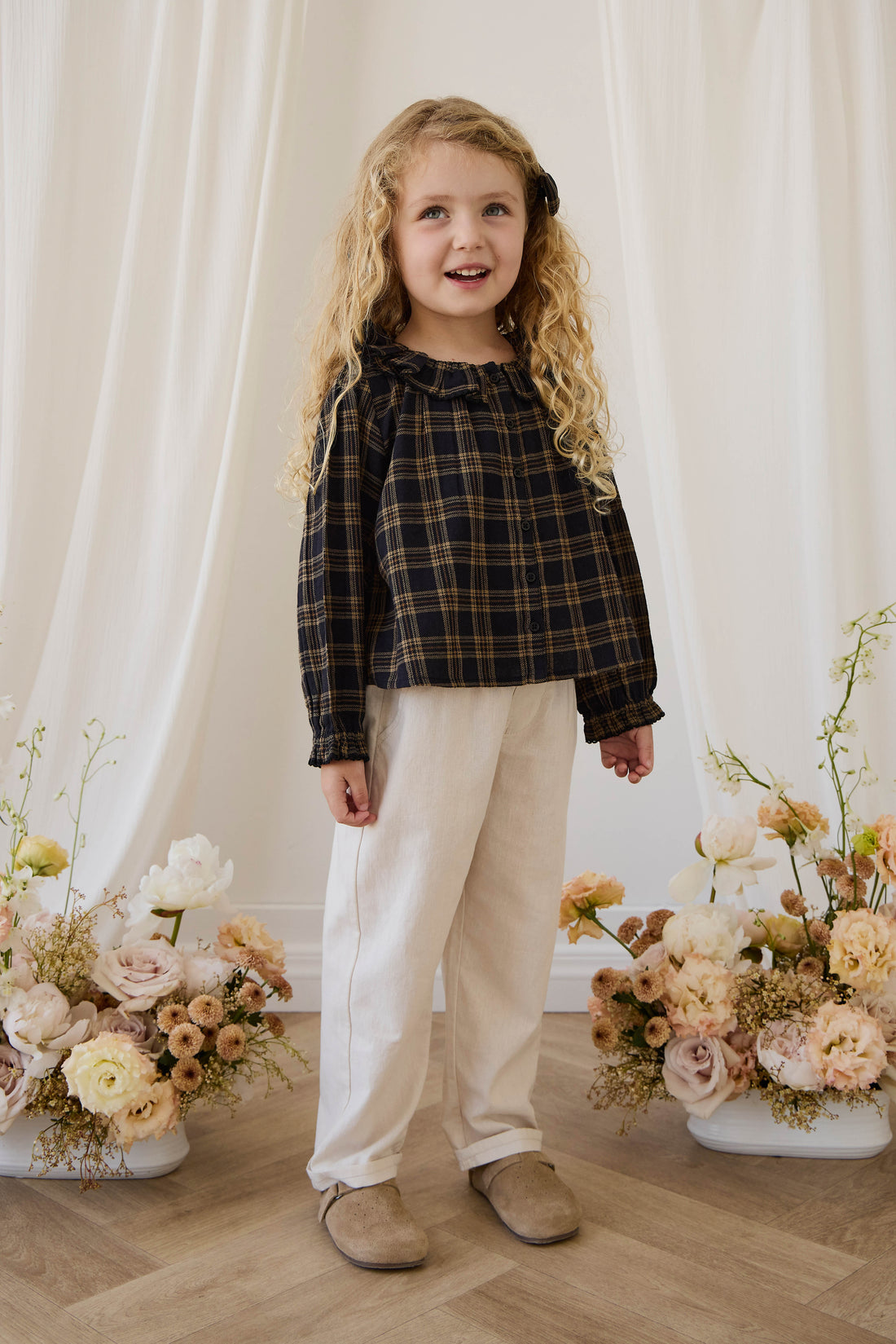 Organic Cotton Cecile Top - Woodland Check Childrens Top from Jamie Kay NZ