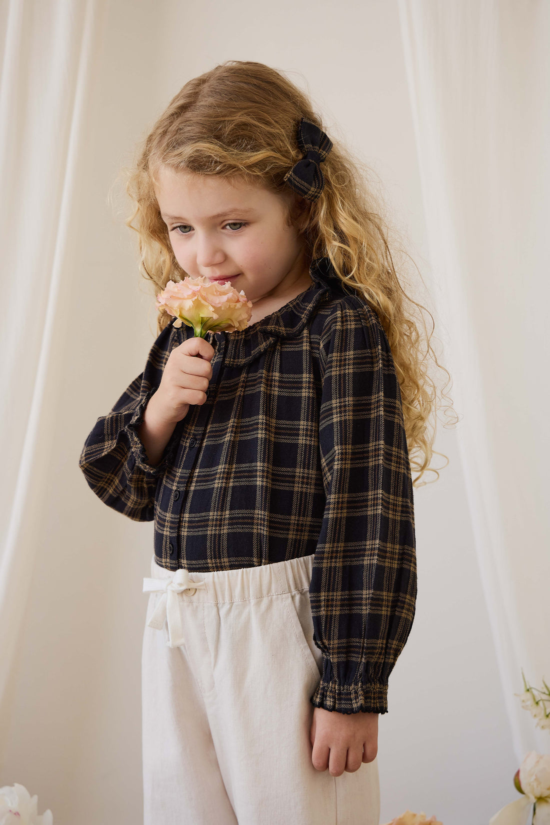 Organic Cotton Cecile Top - Woodland Check Childrens Top from Jamie Kay NZ
