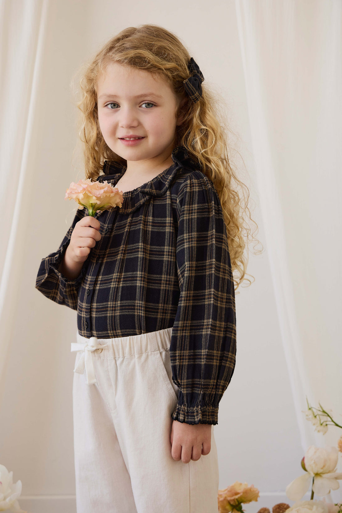 Organic Cotton Cecile Top - Woodland Check Childrens Top from Jamie Kay NZ