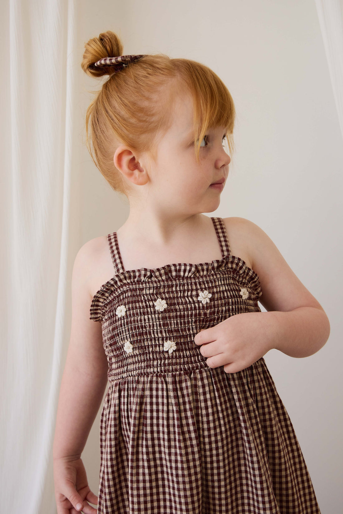 Organic Cotton Solenne Jumpsuit - Cinnamon Gingham Childrens Jumpsuit from Jamie Kay NZ