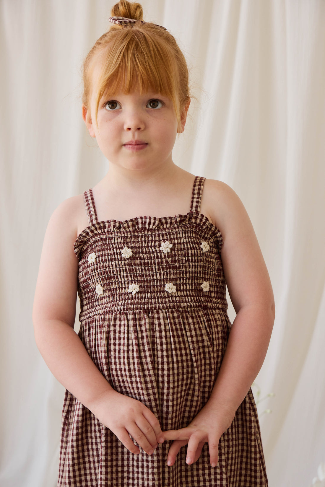 Organic Cotton Solenne Jumpsuit - Cinnamon Gingham Childrens Jumpsuit from Jamie Kay NZ