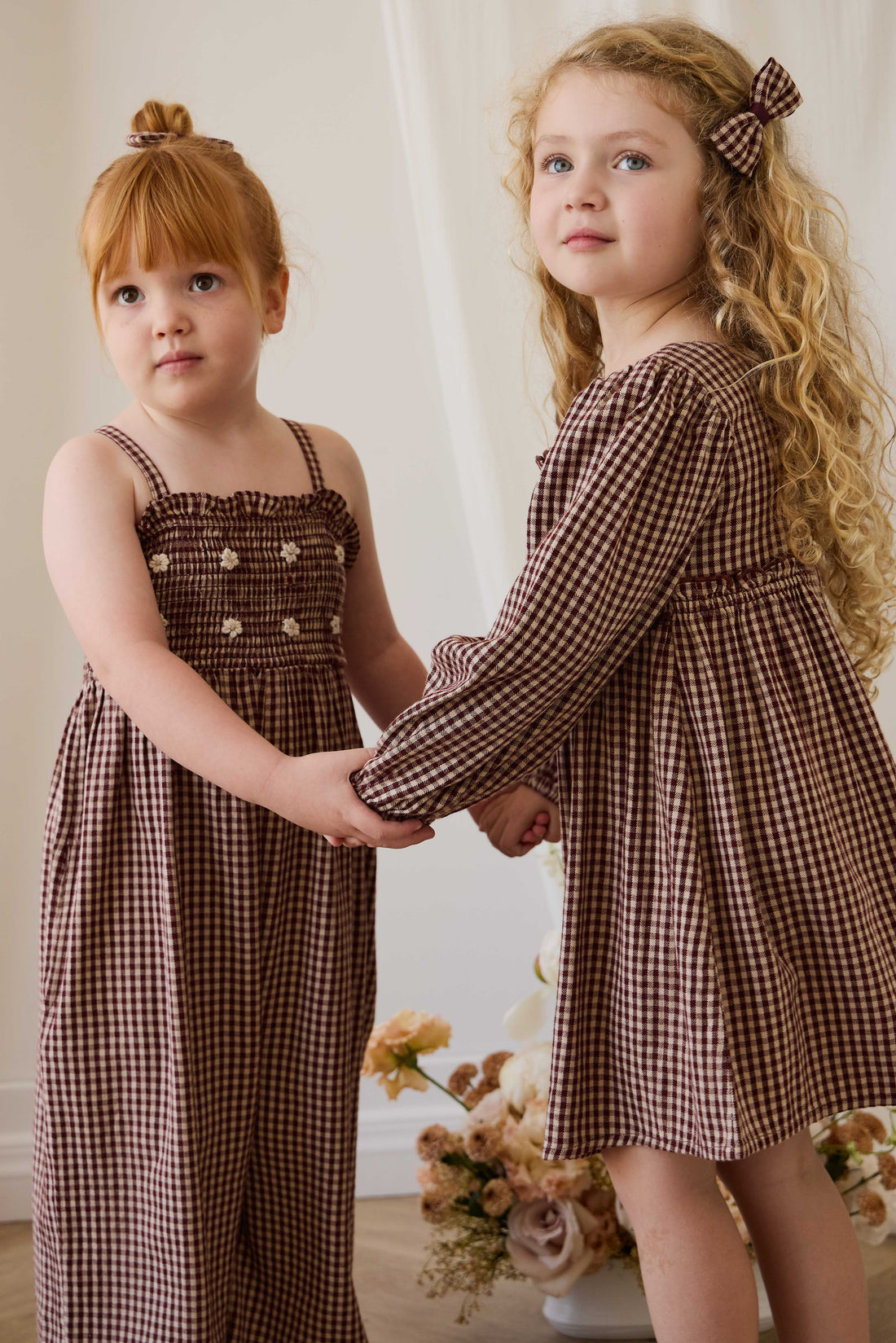 Organic Cotton Solenne Jumpsuit - Cinnamon Gingham Childrens Jumpsuit from Jamie Kay NZ