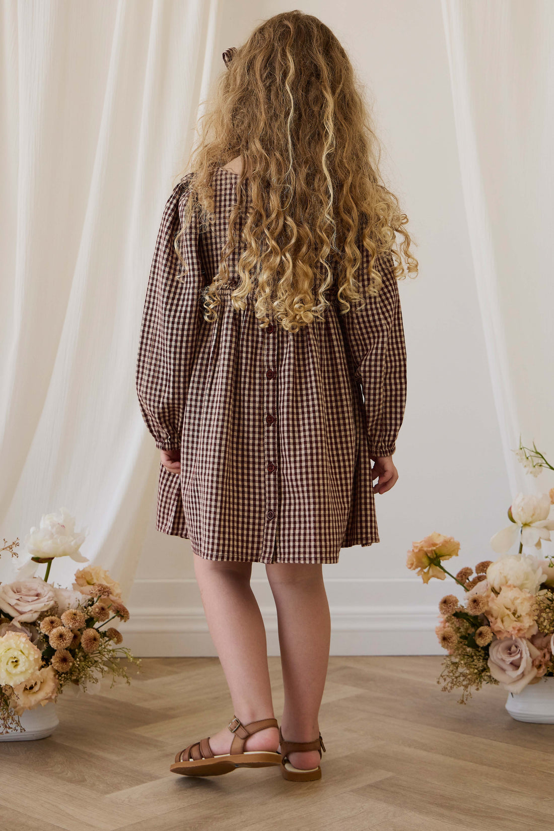 Organic Cotton Cecile Dress - Cinnamon Gingham Childrens Dress from Jamie Kay NZ