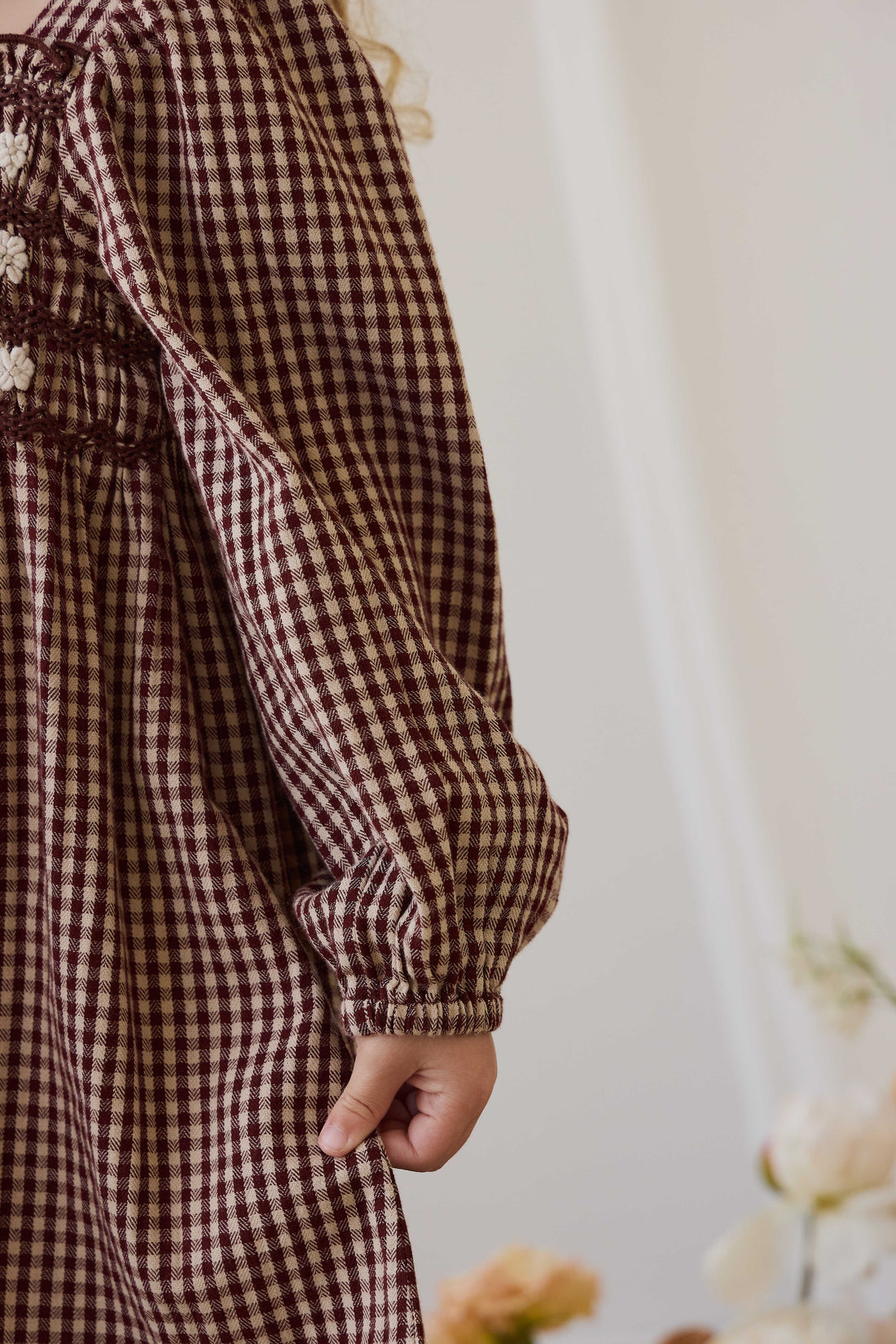 Organic Cotton Cecile Dress - Cinnamon Gingham Childrens Dress from Jamie Kay NZ