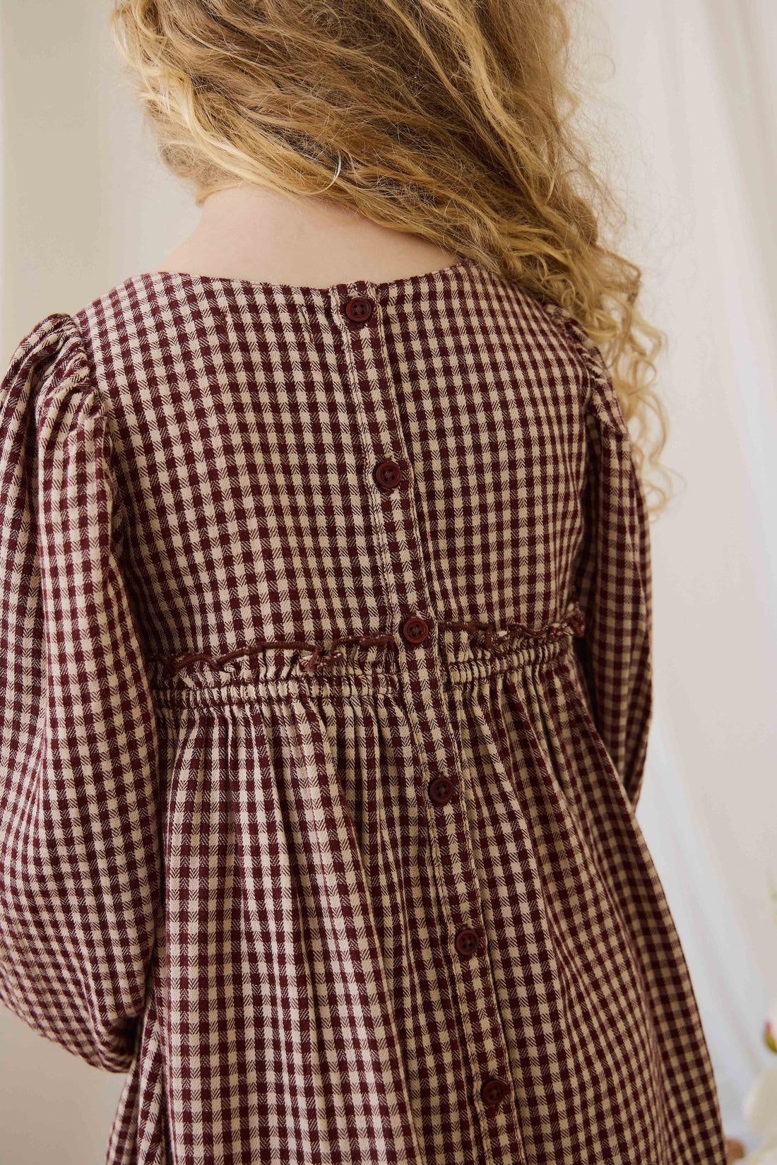 Organic Cotton Cecile Dress - Cinnamon Gingham Childrens Dress from Jamie Kay NZ