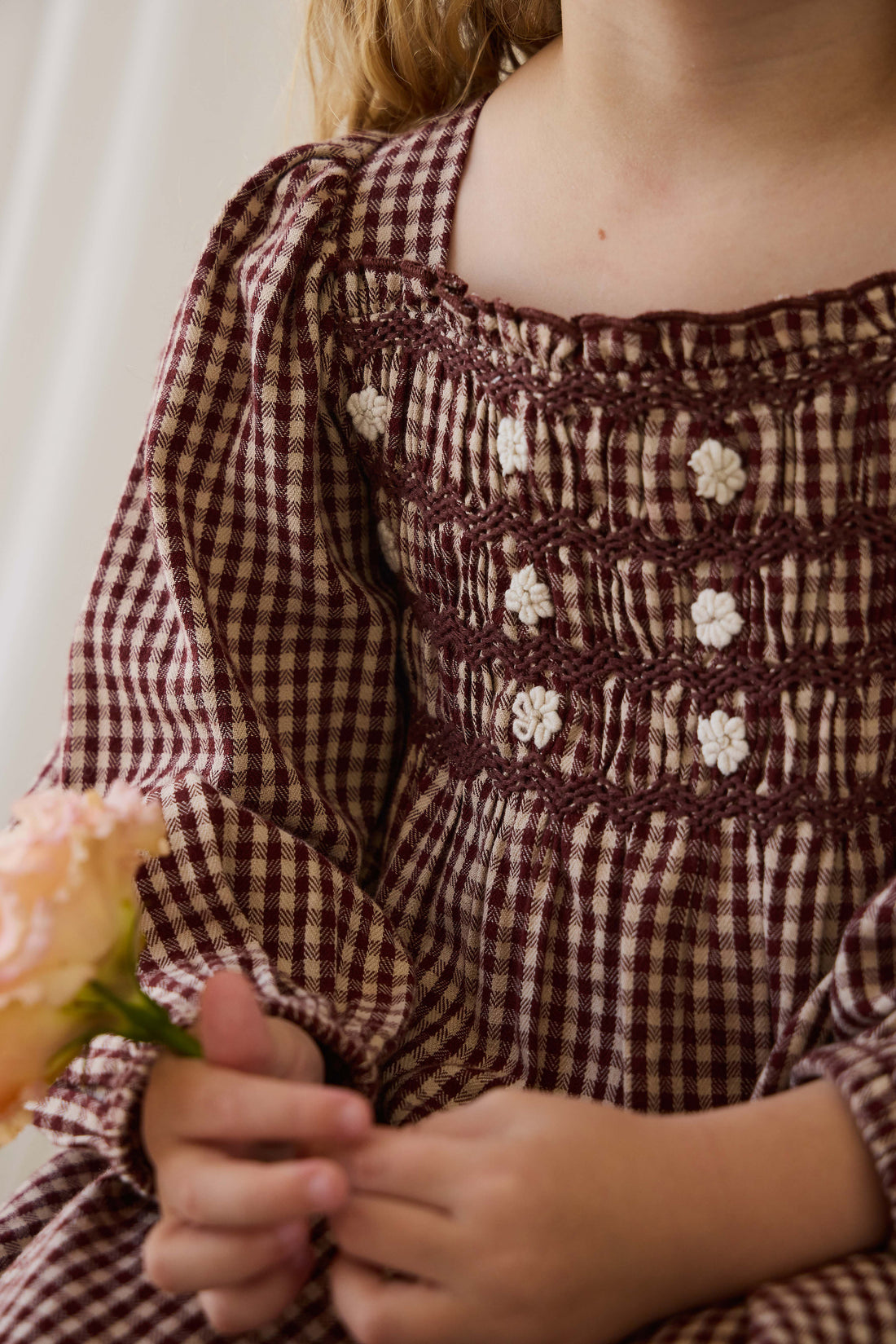 Organic Cotton Cecile Dress - Cinnamon Gingham Childrens Dress from Jamie Kay NZ