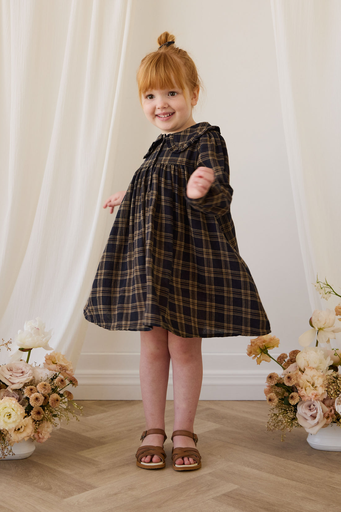 Organic Cotton Ira Dress - Woodland Check Childrens Dress from Jamie Kay NZ