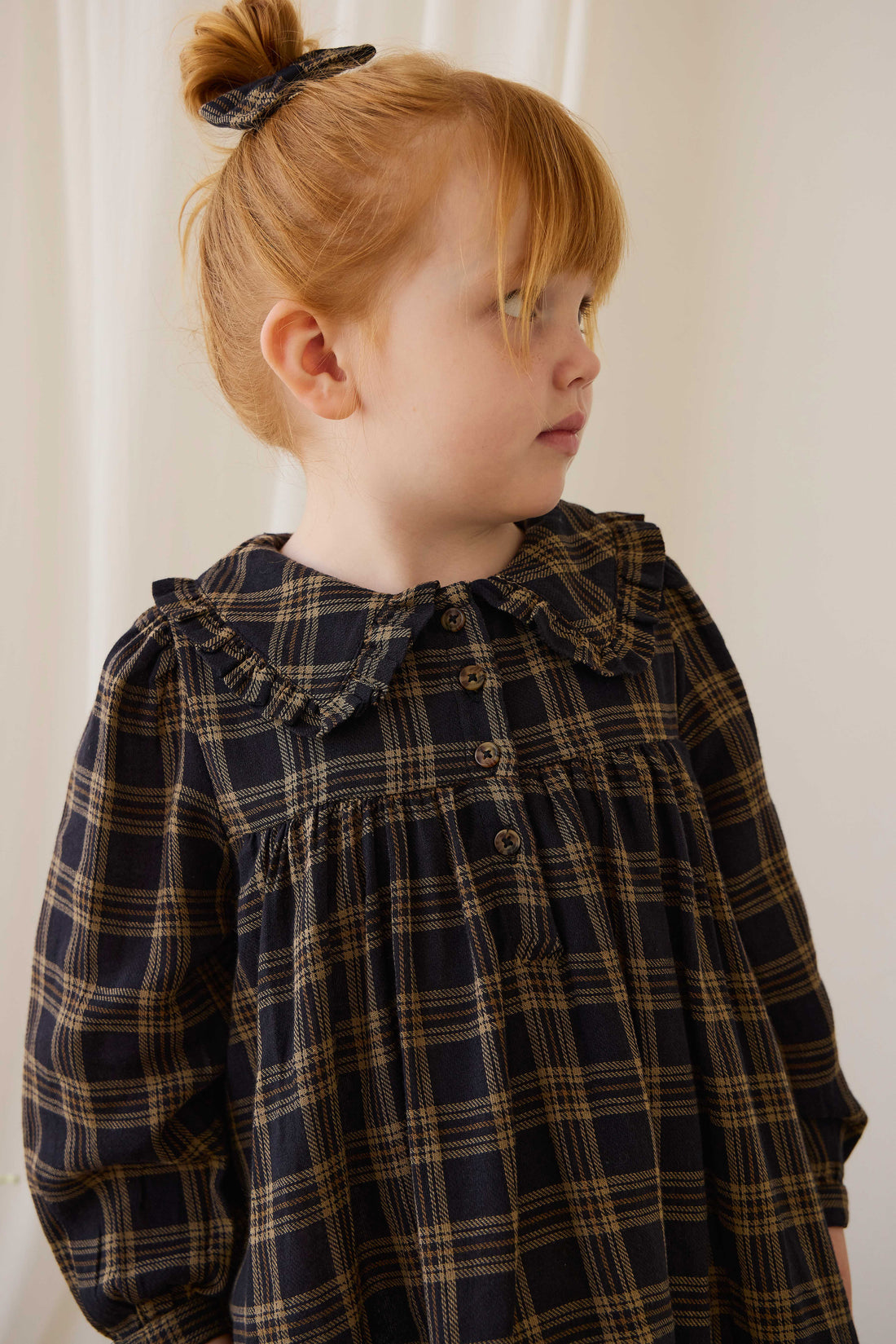 Organic Cotton Ira Dress - Woodland Check Childrens Dress from Jamie Kay NZ