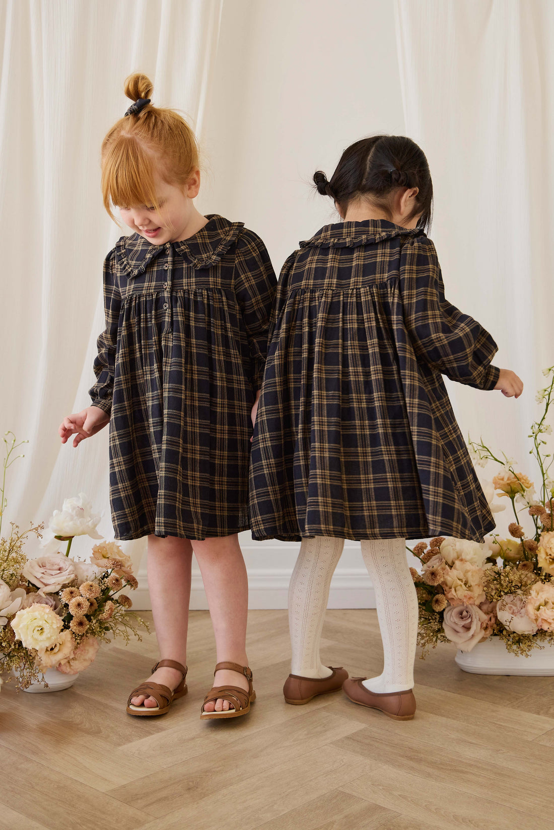 Organic Cotton Ira Dress - Woodland Check Childrens Dress from Jamie Kay NZ