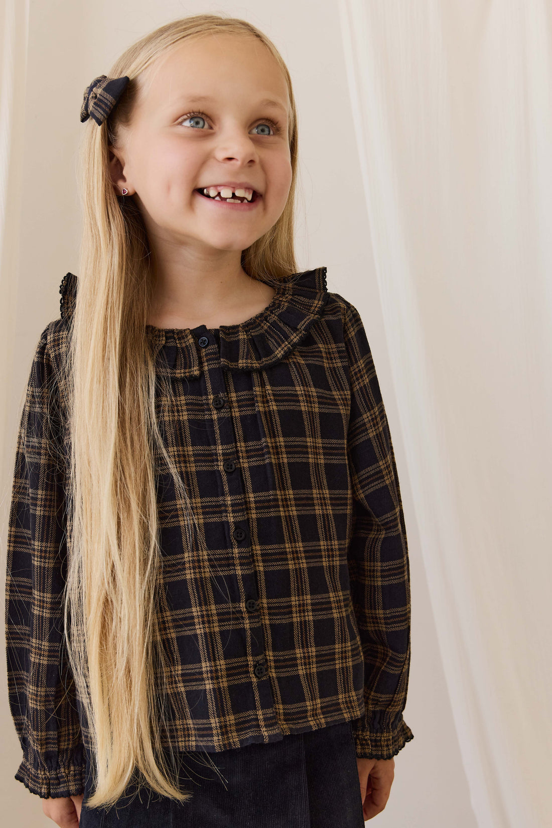 Organic Cotton Cecile Top - Woodland Check Childrens Top from Jamie Kay NZ