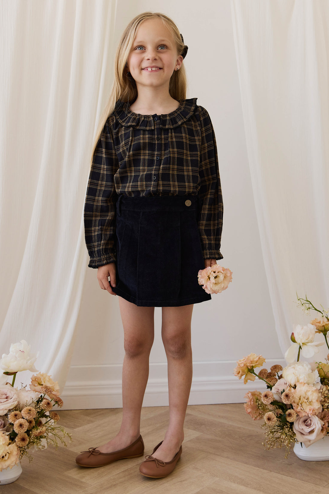 Organic Cotton Cecile Top - Woodland Check Childrens Top from Jamie Kay NZ