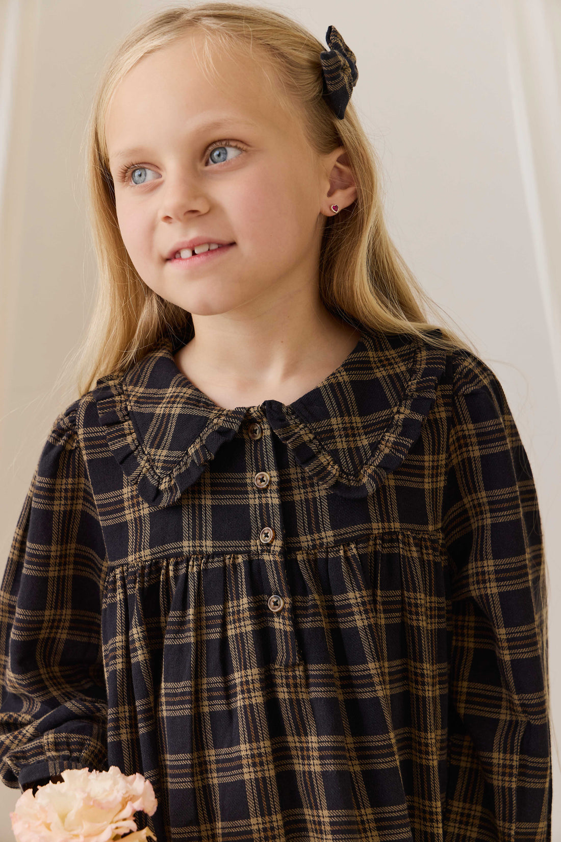 Organic Cotton Ira Dress - Woodland Check Childrens Dress from Jamie Kay NZ