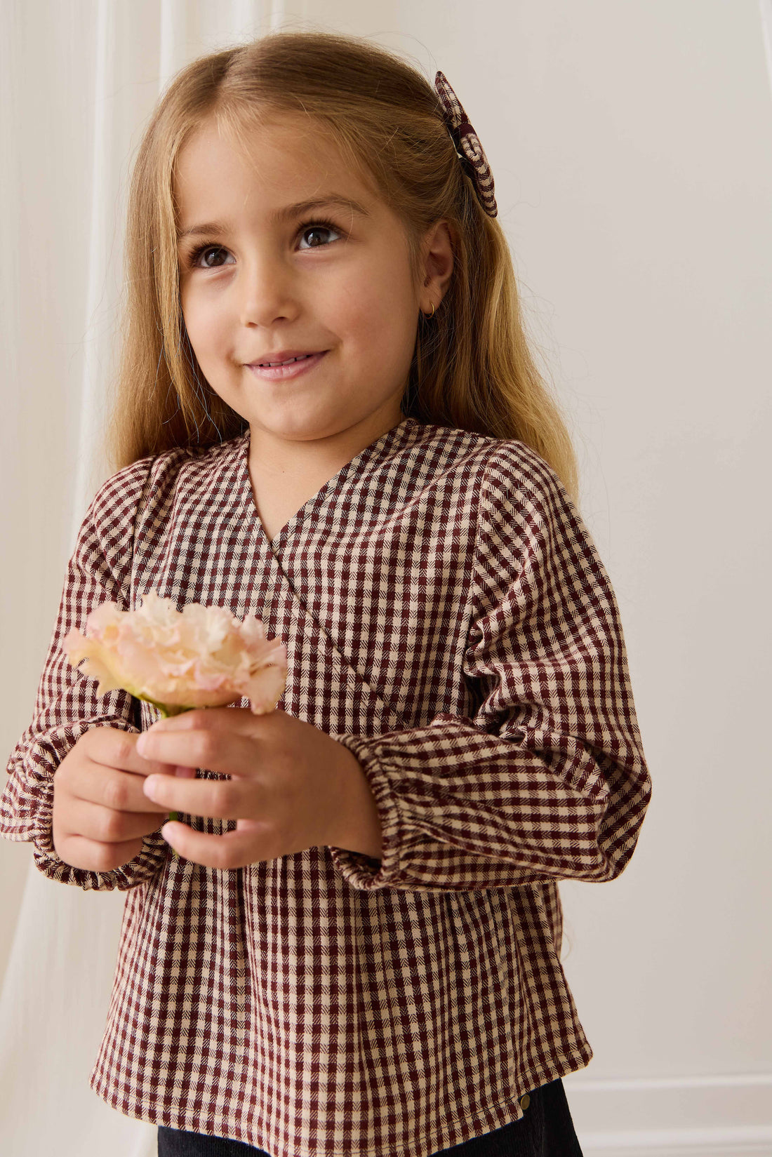 Organic Cotton Imani Blouse - Cinnamon Gingham Childrens Top from Jamie Kay NZ