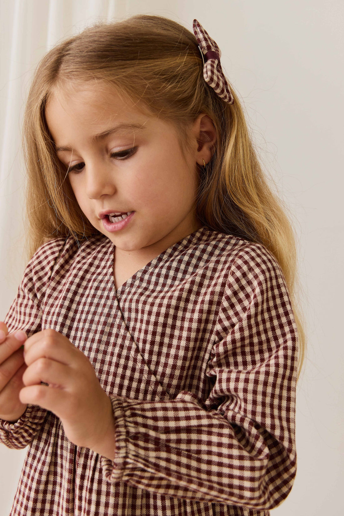 Organic Cotton Imani Blouse - Cinnamon Gingham Childrens Top from Jamie Kay NZ