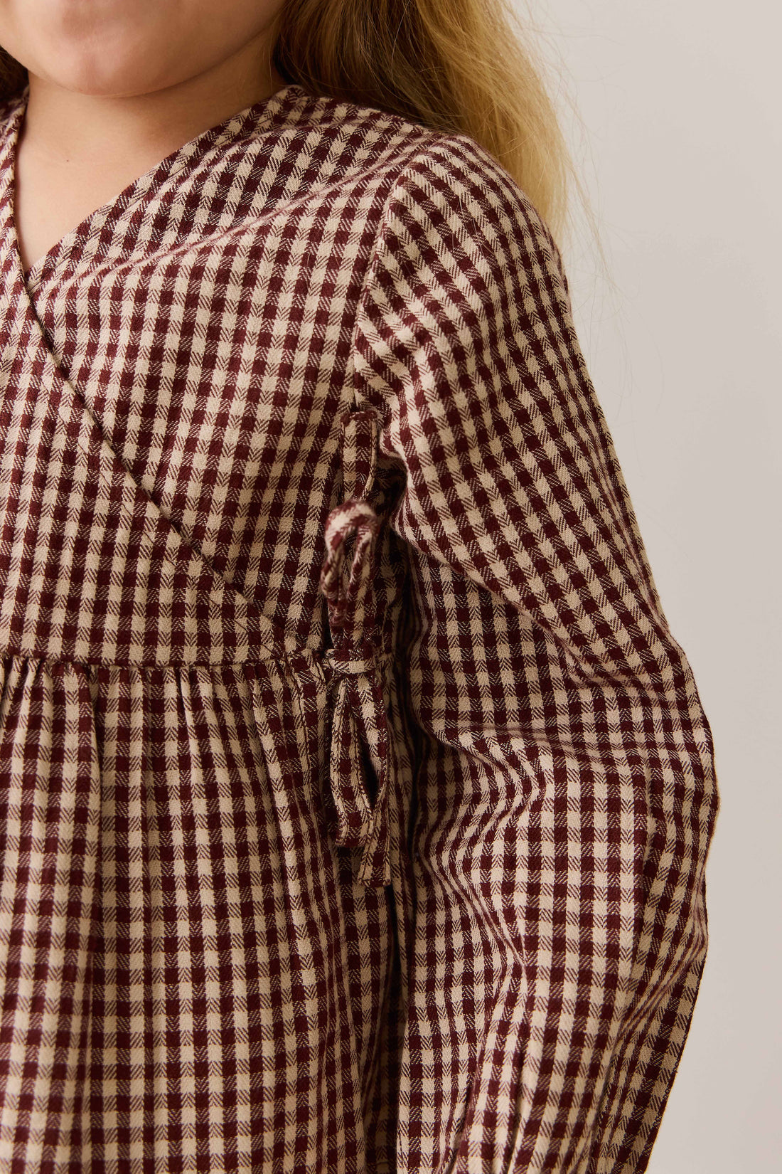 Organic Cotton Imani Blouse - Cinnamon Gingham Childrens Top from Jamie Kay NZ