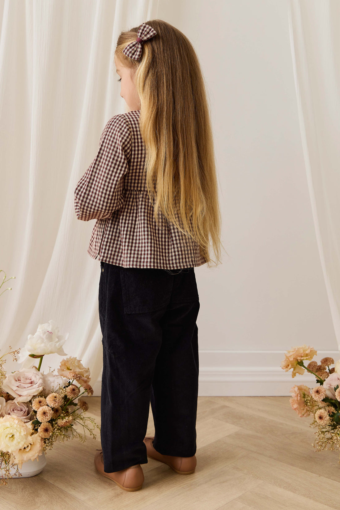 Organic Cotton Imani Blouse - Cinnamon Gingham Childrens Top from Jamie Kay NZ