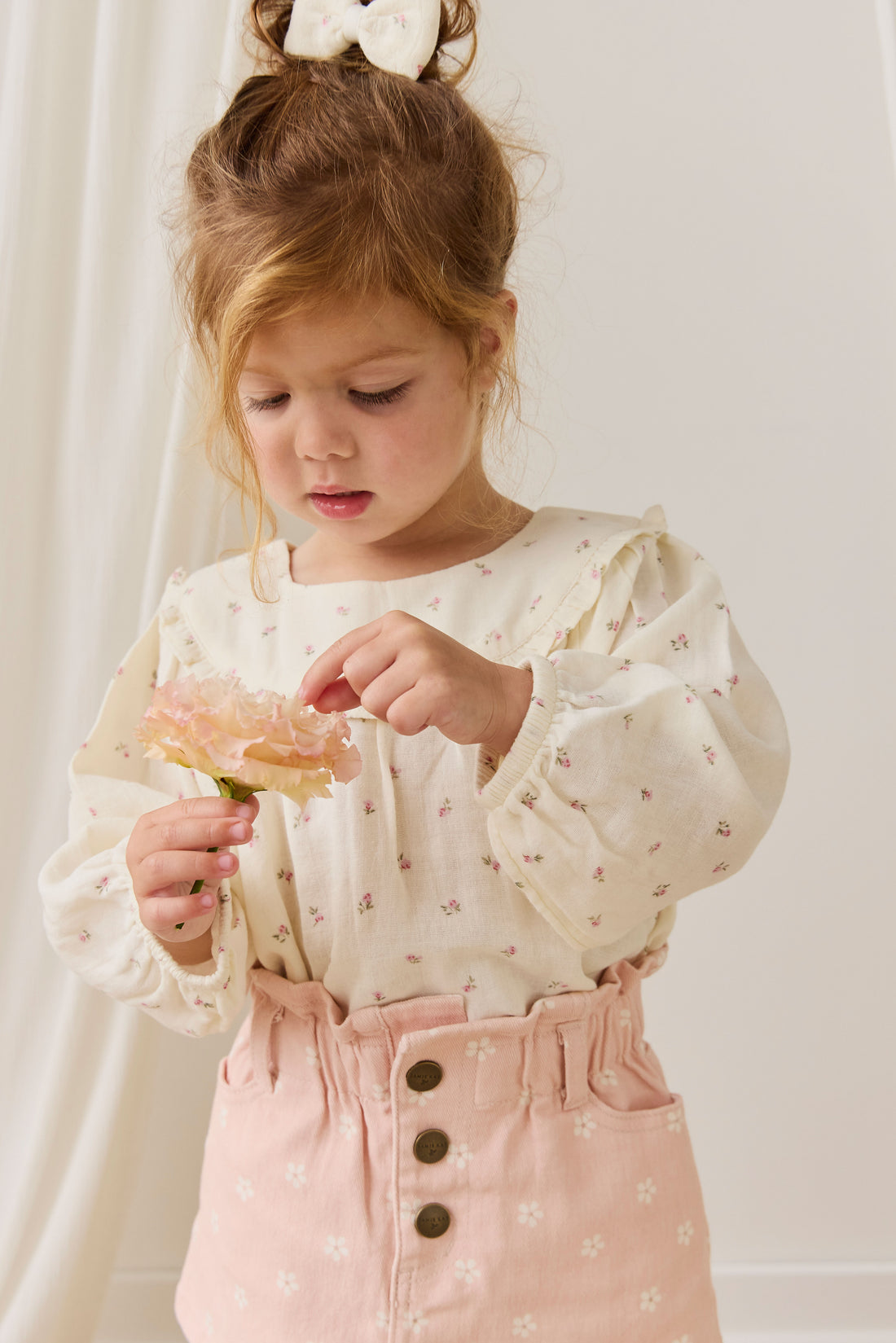 Organic Cotton Muslin Amira Blouse - Willow Rose Childrens Top from Jamie Kay NZ