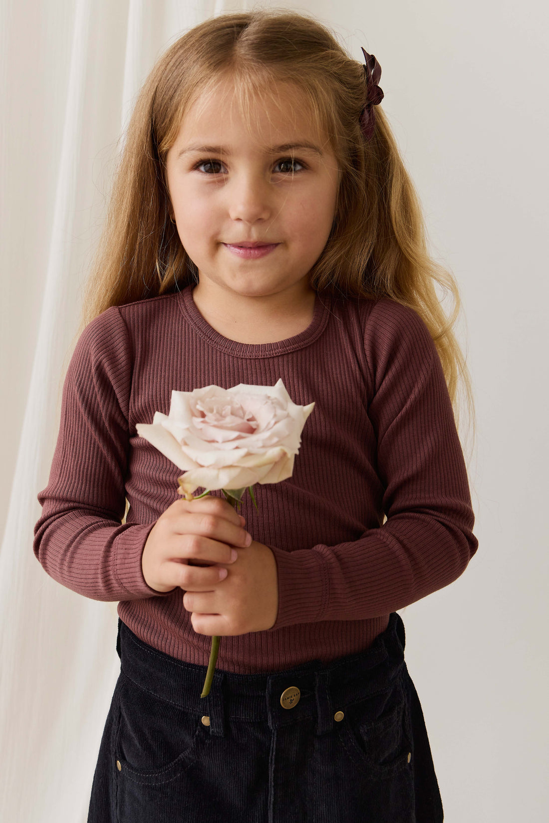 Organic Cotton Modal Marina Long Sleeve Top - Burnt Cinnamon Childrens Top from Jamie Kay NZ
