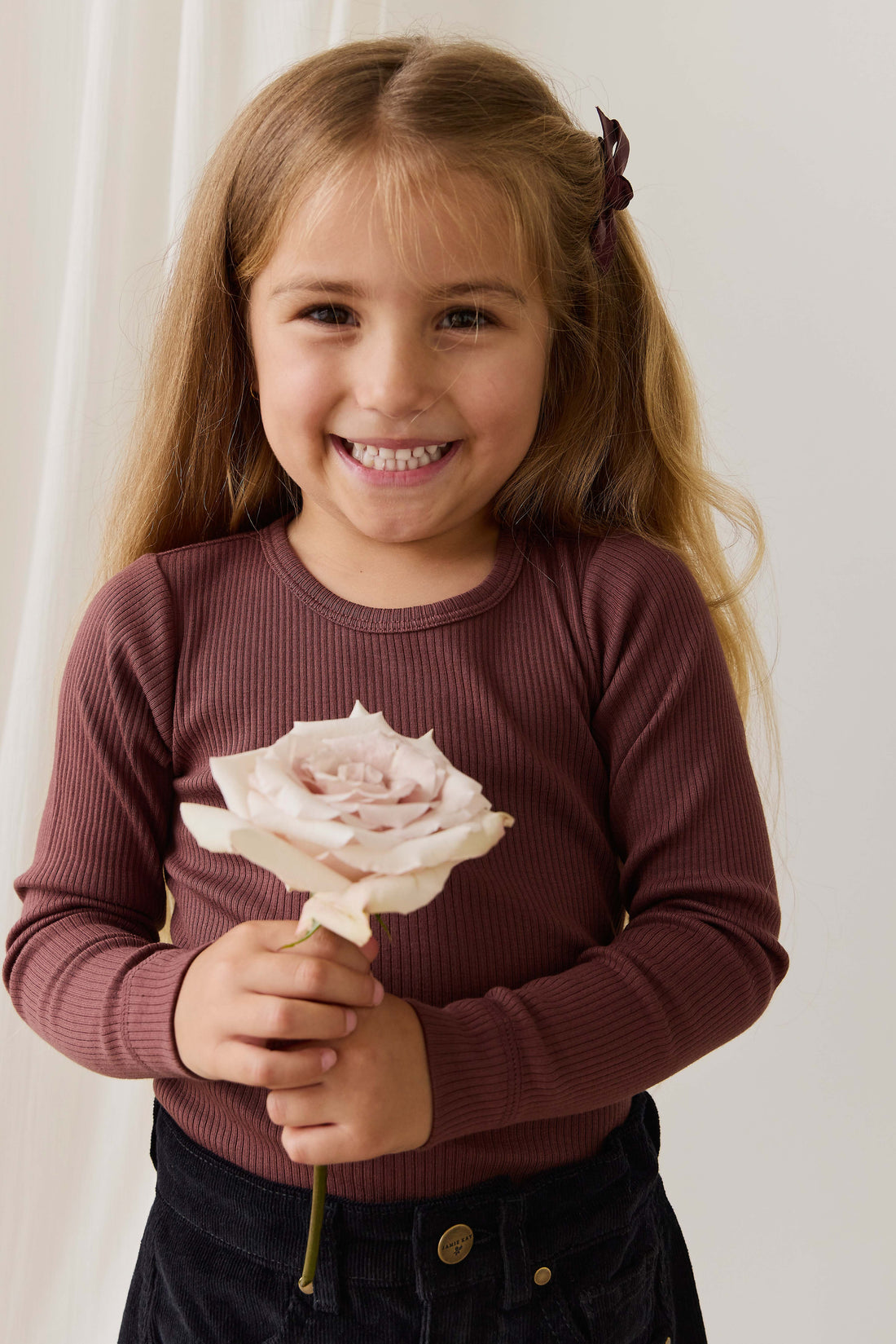 Organic Cotton Modal Marina Long Sleeve Top - Burnt Cinnamon Childrens Top from Jamie Kay NZ
