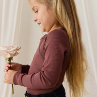 Organic Cotton Modal Marina Long Sleeve Top - Burnt Cinnamon Childrens Top from Jamie Kay NZ
