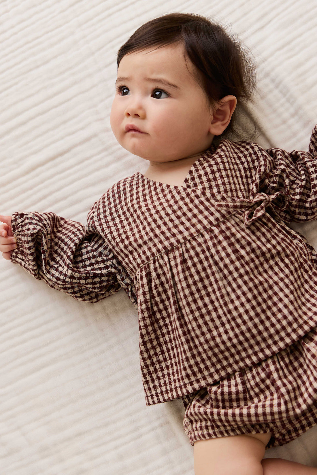 Organic Cotton Imani Blouse - Cinnamon Gingham Childrens Top from Jamie Kay NZ