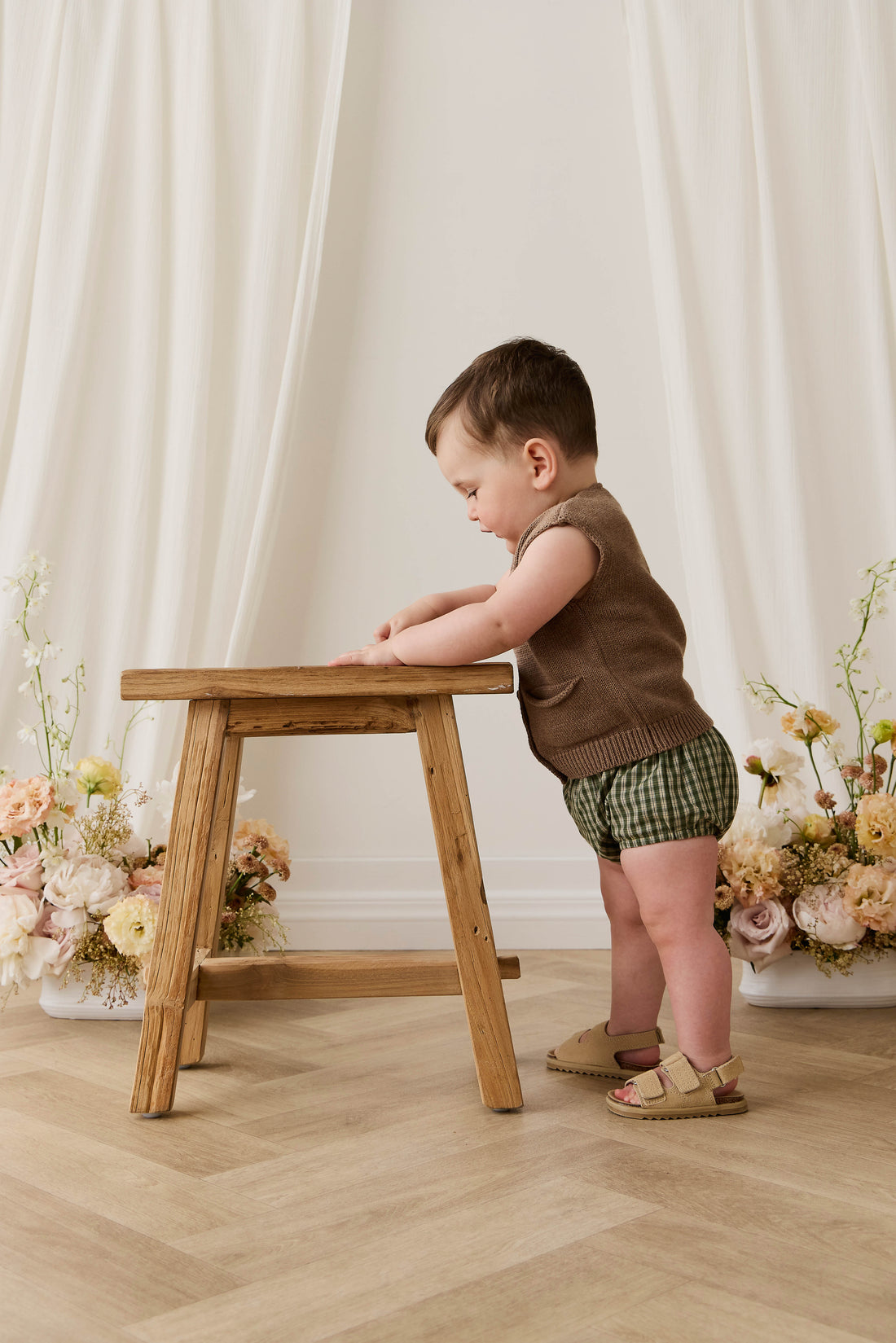 Organic Cotton Gabriel Bloomer - Ravine Check Childrens Bloomer from Jamie Kay NZ