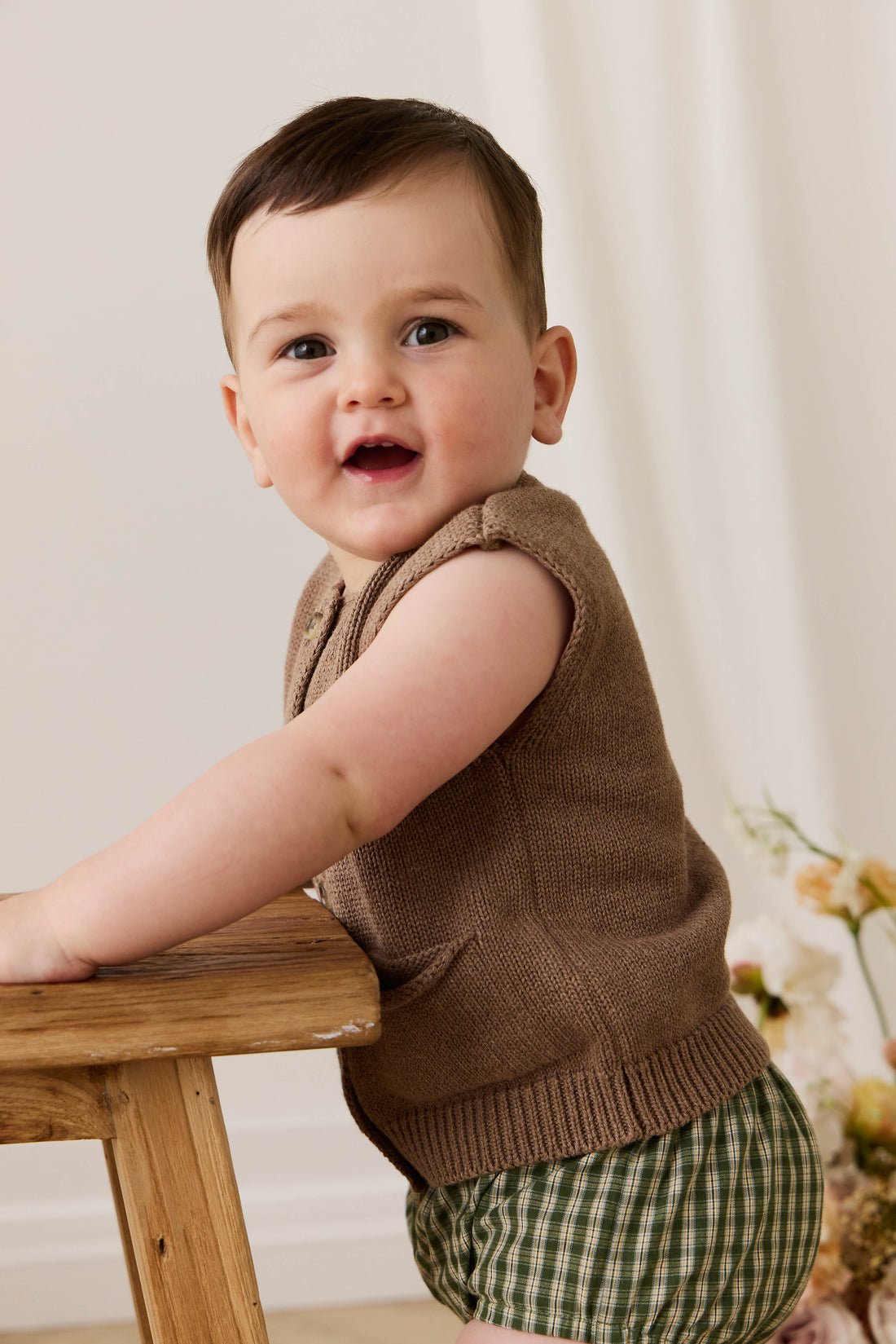 Organic Cotton Gabriel Bloomer - Ravine Check Childrens Bloomer from Jamie Kay NZ