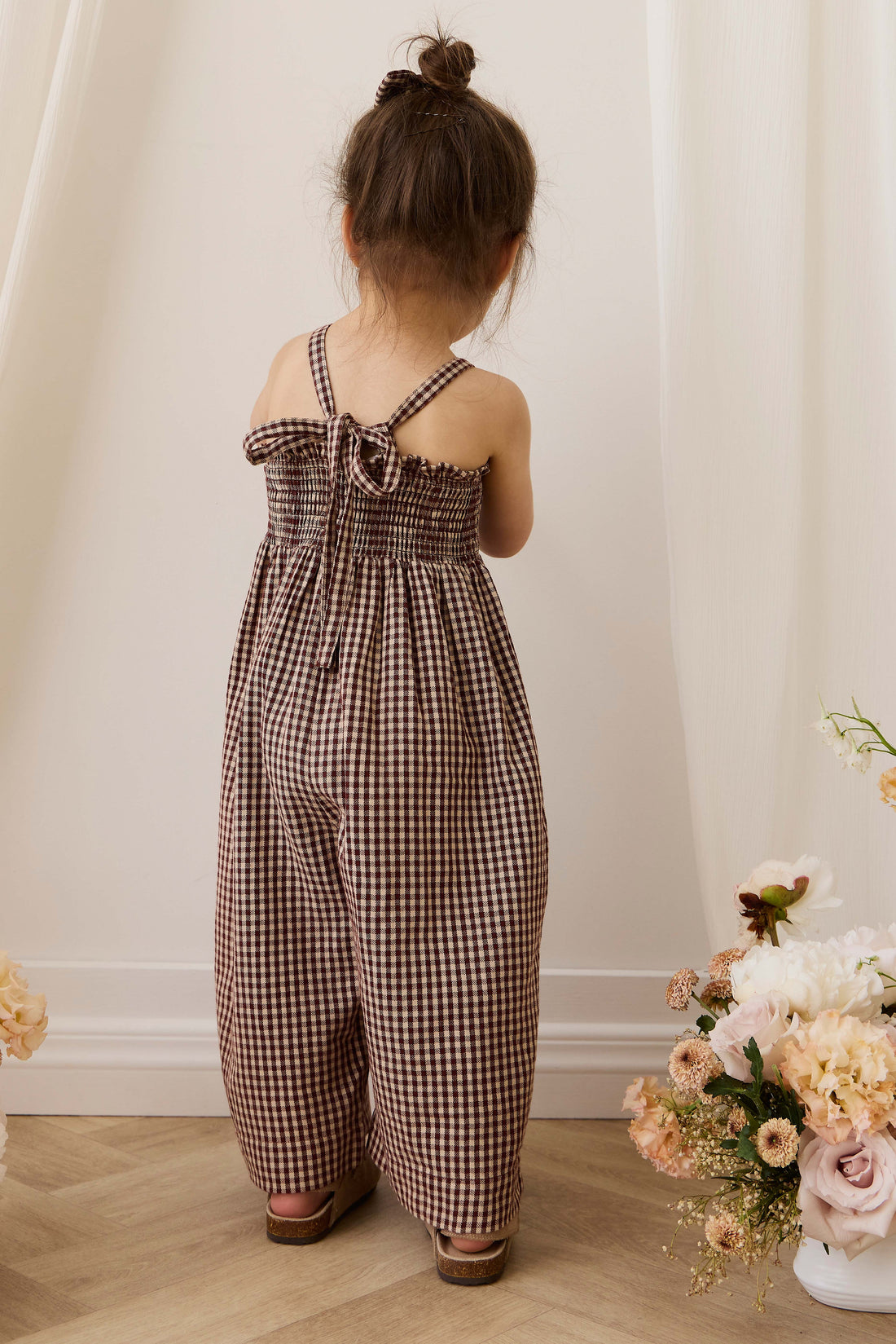 Organic Cotton Solenne Jumpsuit - Cinnamon Gingham Childrens Jumpsuit from Jamie Kay NZ