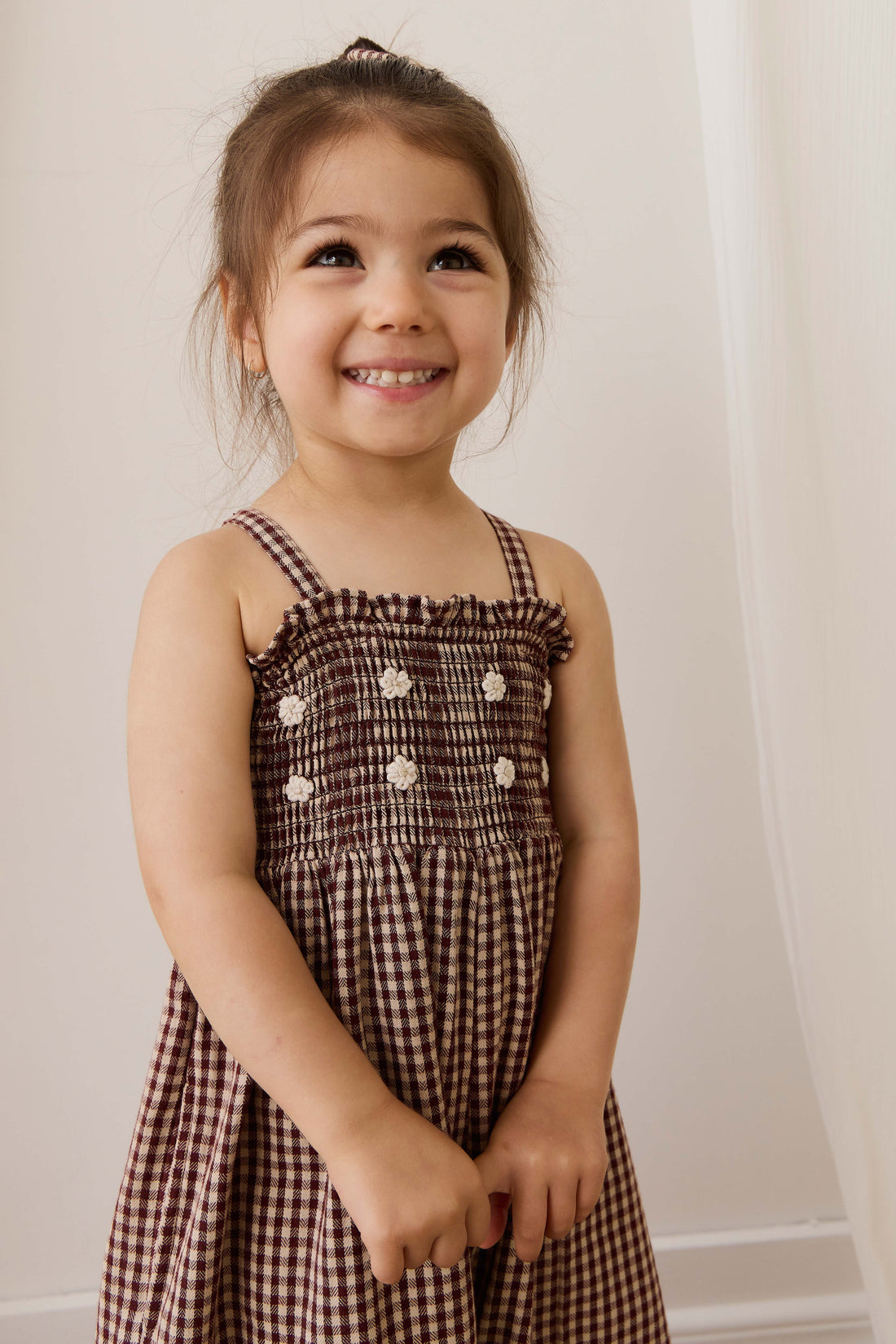 Organic Cotton Solenne Jumpsuit - Cinnamon Gingham Childrens Jumpsuit from Jamie Kay NZ