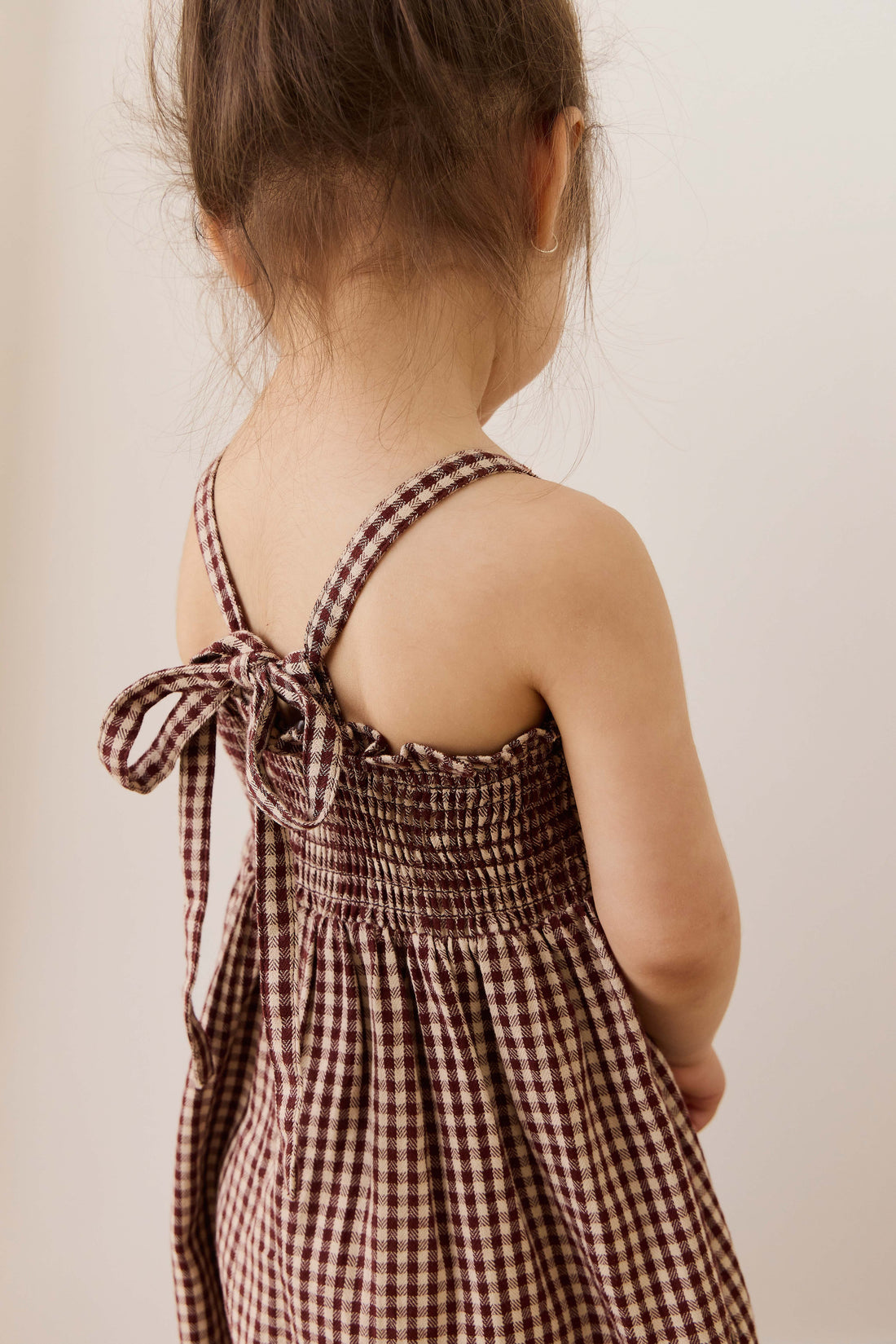 Organic Cotton Solenne Jumpsuit - Cinnamon Gingham Childrens Jumpsuit from Jamie Kay NZ
