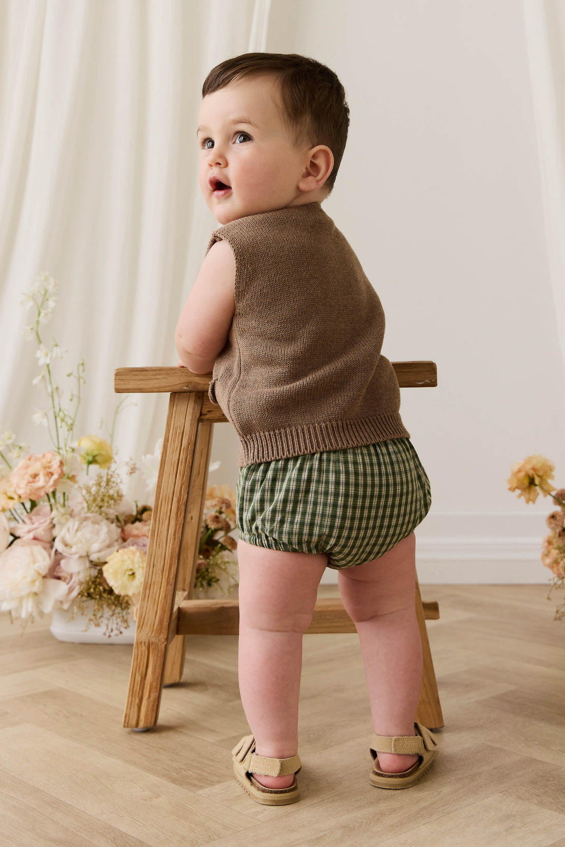 Organic Cotton Gabriel Bloomer - Ravine Check Childrens Bloomer from Jamie Kay NZ