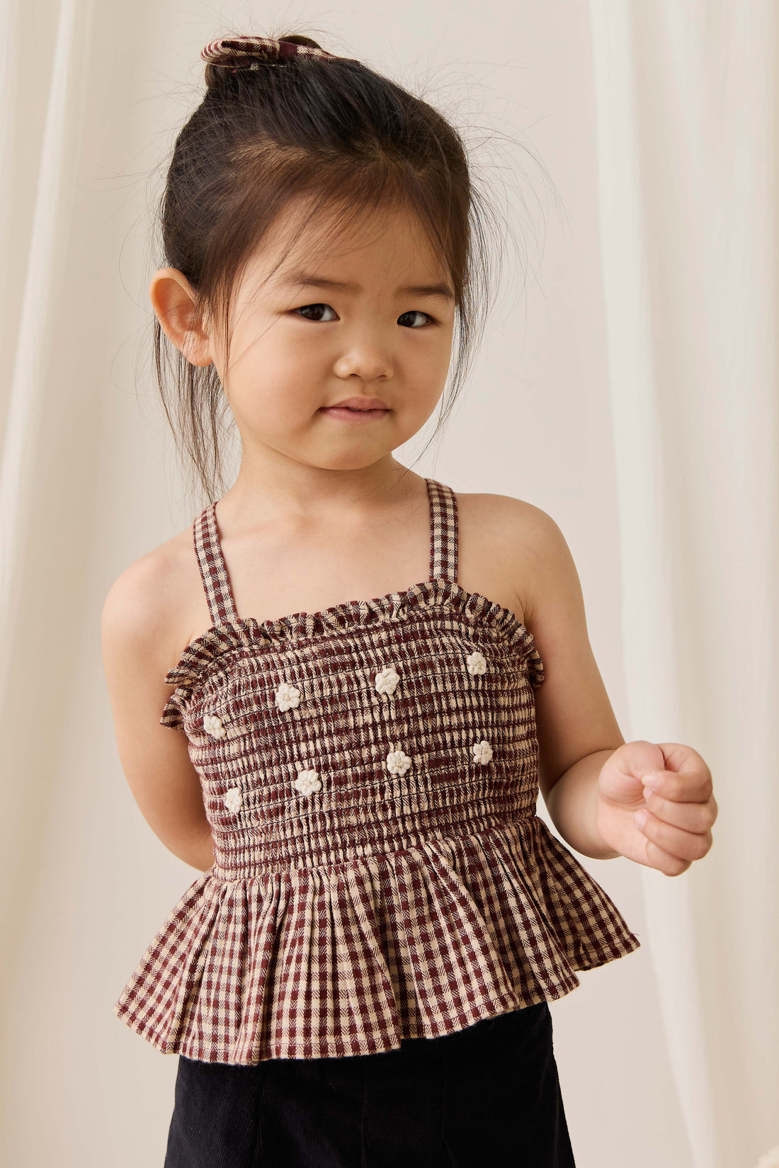 Organic Cotton Auden Top - Cinnamon Gingham Childrens Top from Jamie Kay NZ