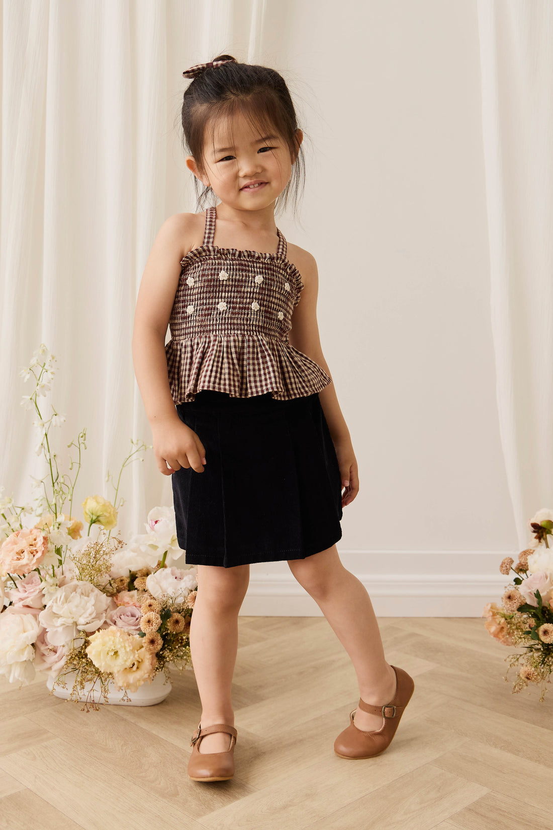 Organic Cotton Auden Top - Cinnamon Gingham Childrens Top from Jamie Kay NZ