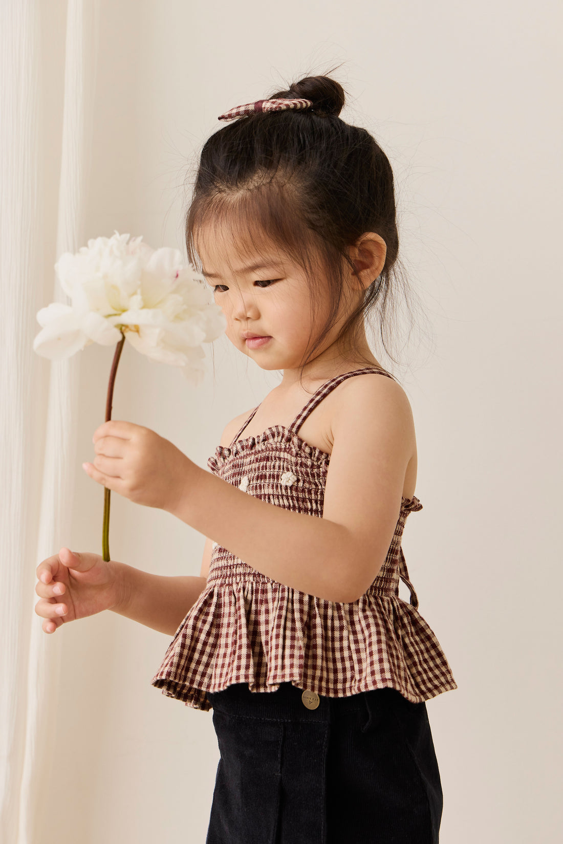 Organic Cotton Auden Top - Cinnamon Gingham Childrens Top from Jamie Kay NZ