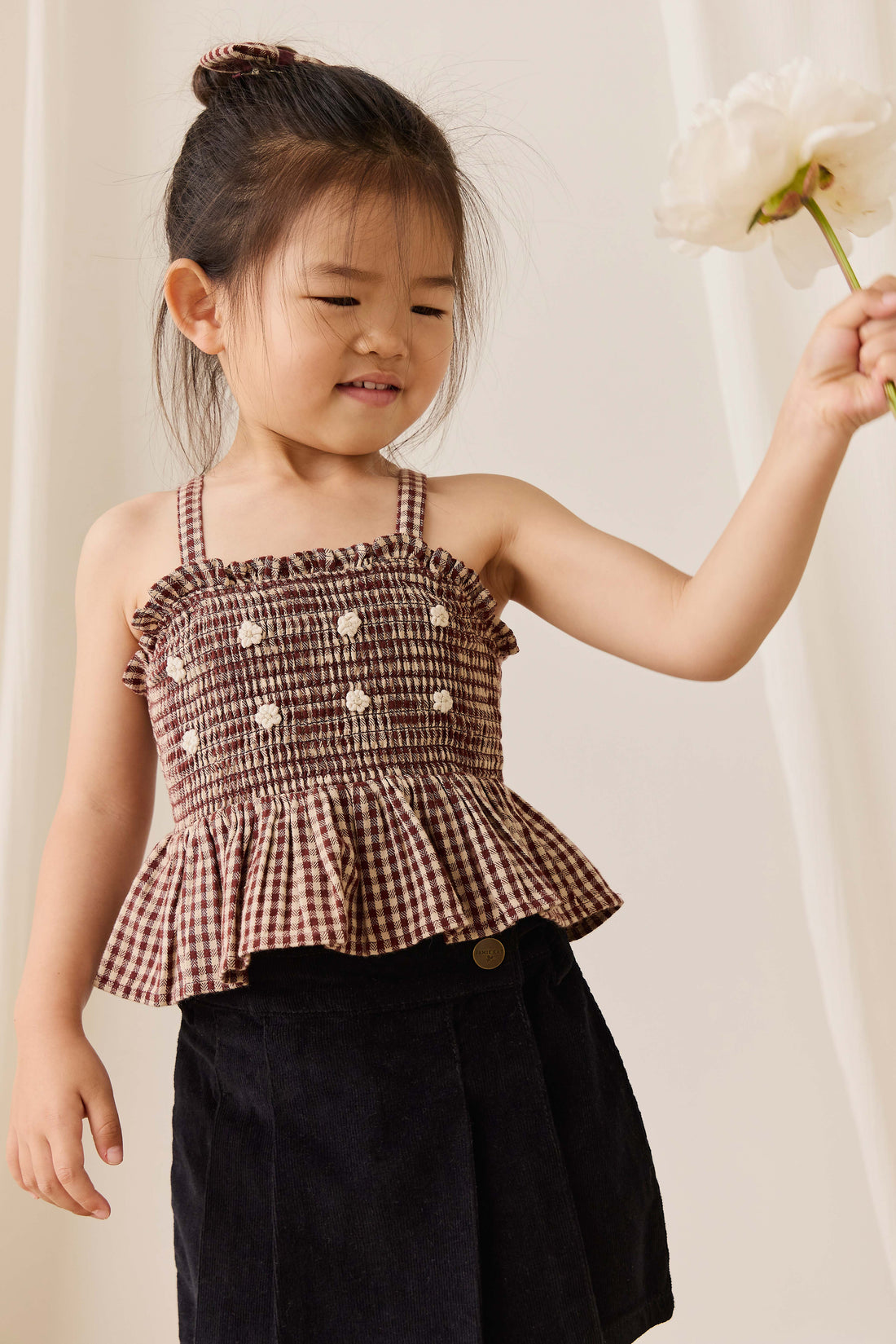 Organic Cotton Auden Top - Cinnamon Gingham Childrens Top from Jamie Kay NZ