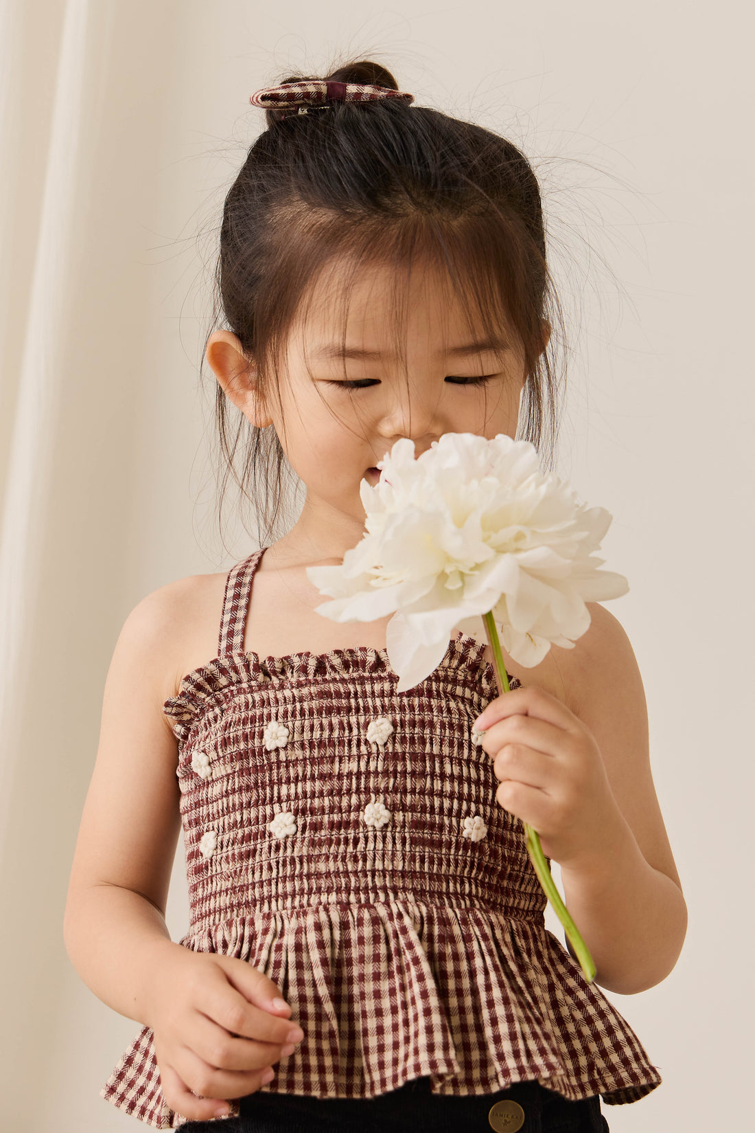 Organic Cotton Auden Top - Cinnamon Gingham Childrens Top from Jamie Kay NZ