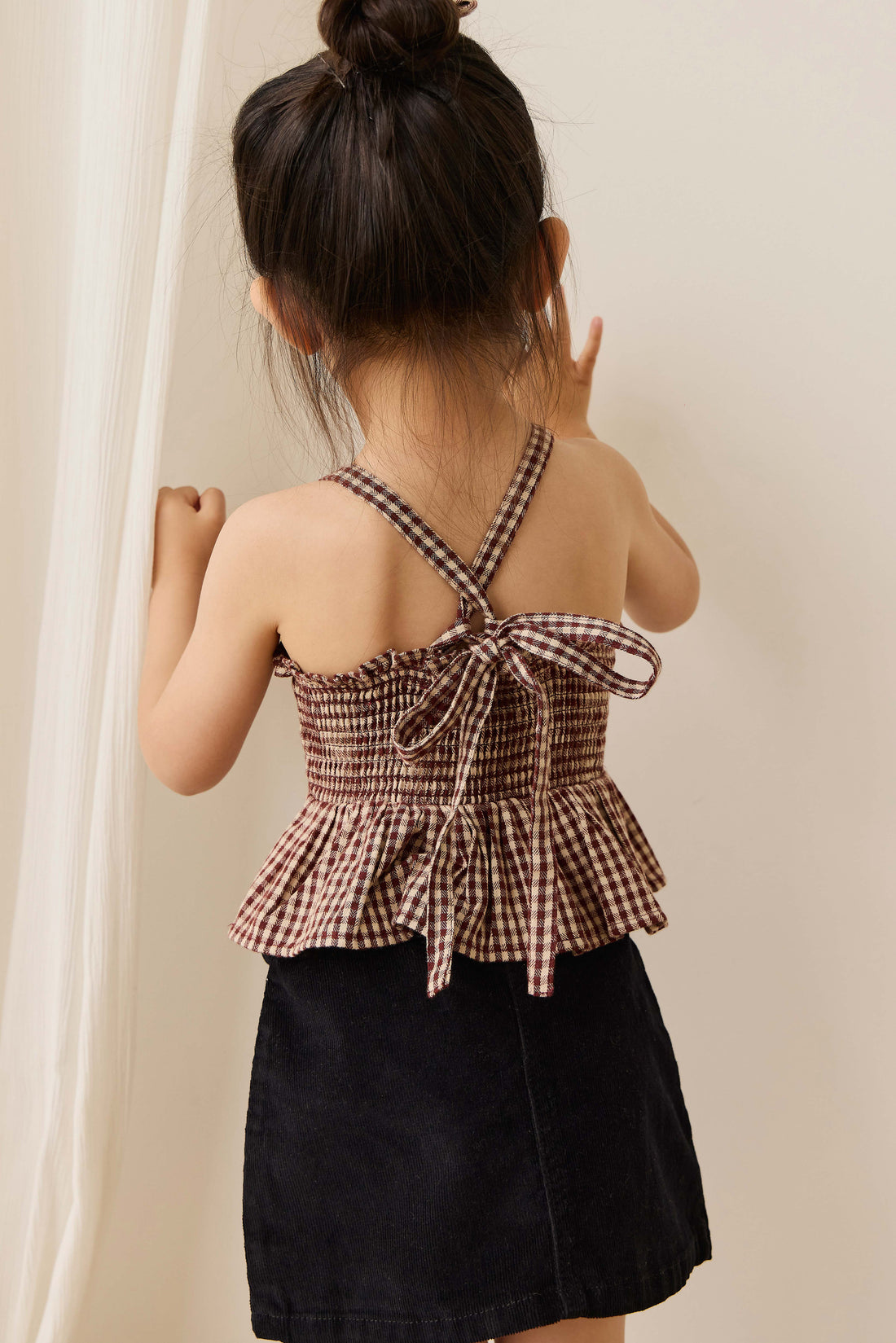 Organic Cotton Auden Top - Cinnamon Gingham Childrens Top from Jamie Kay NZ