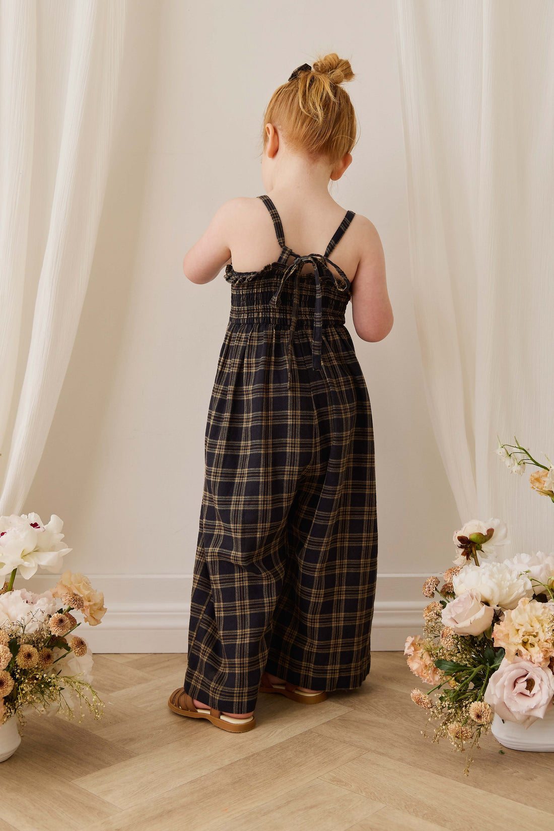 Organic Cotton Arabella Jumpsuit - Woodland Check Childrens Jumpsuit from Jamie Kay NZ