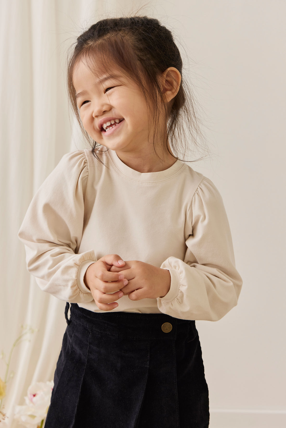 Pima Cotton Nylah Top - Vanilla Childrens Top from Jamie Kay NZ