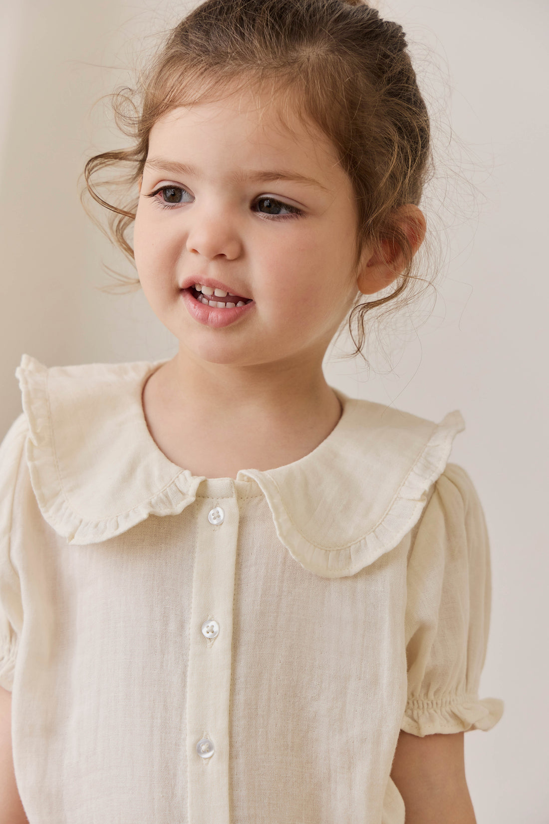Organic Cotton Muslin Bowie Blouse - Parchment Childrens Top from Jamie Kay NZ